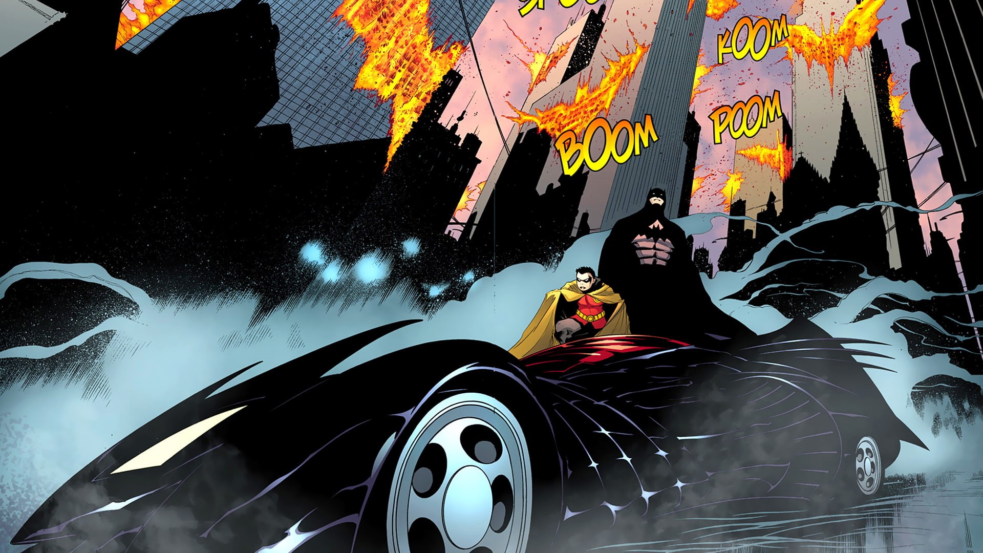 hd, robin, dc, batmobile, cartoon/comic, batman, 1080P, HD Wallpaper