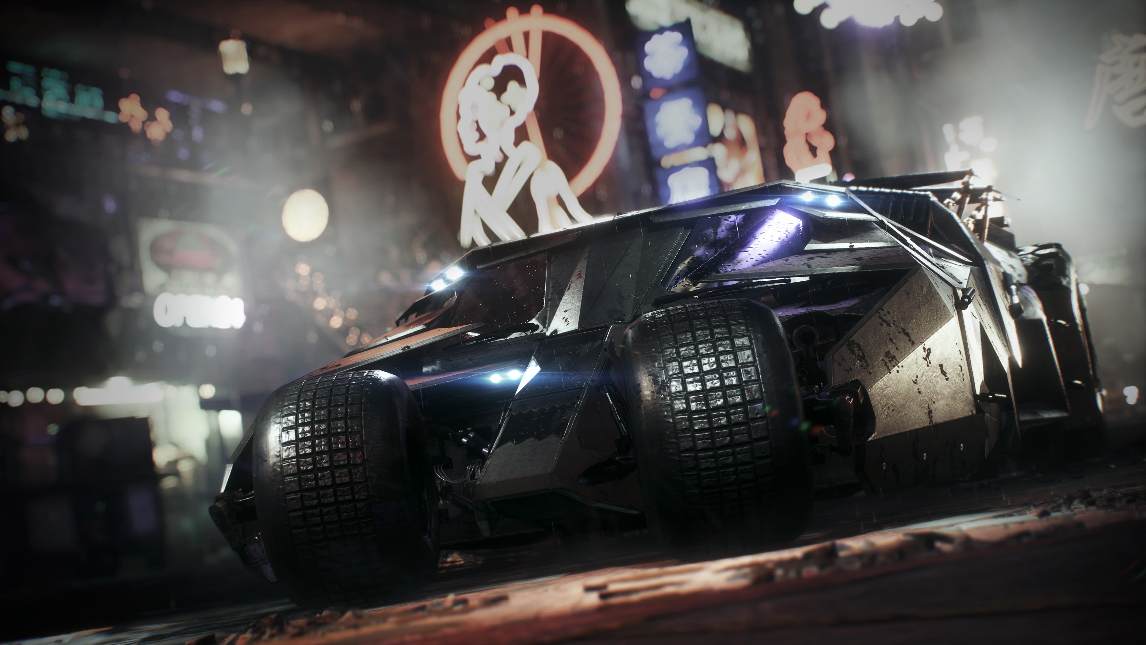 close-up, mode of transportation, sport, focus on foreground, night, k, reflection, headlight, lens flare, car, Batman, vehicle light, land vehicle, retro styled, HD Wallpaper