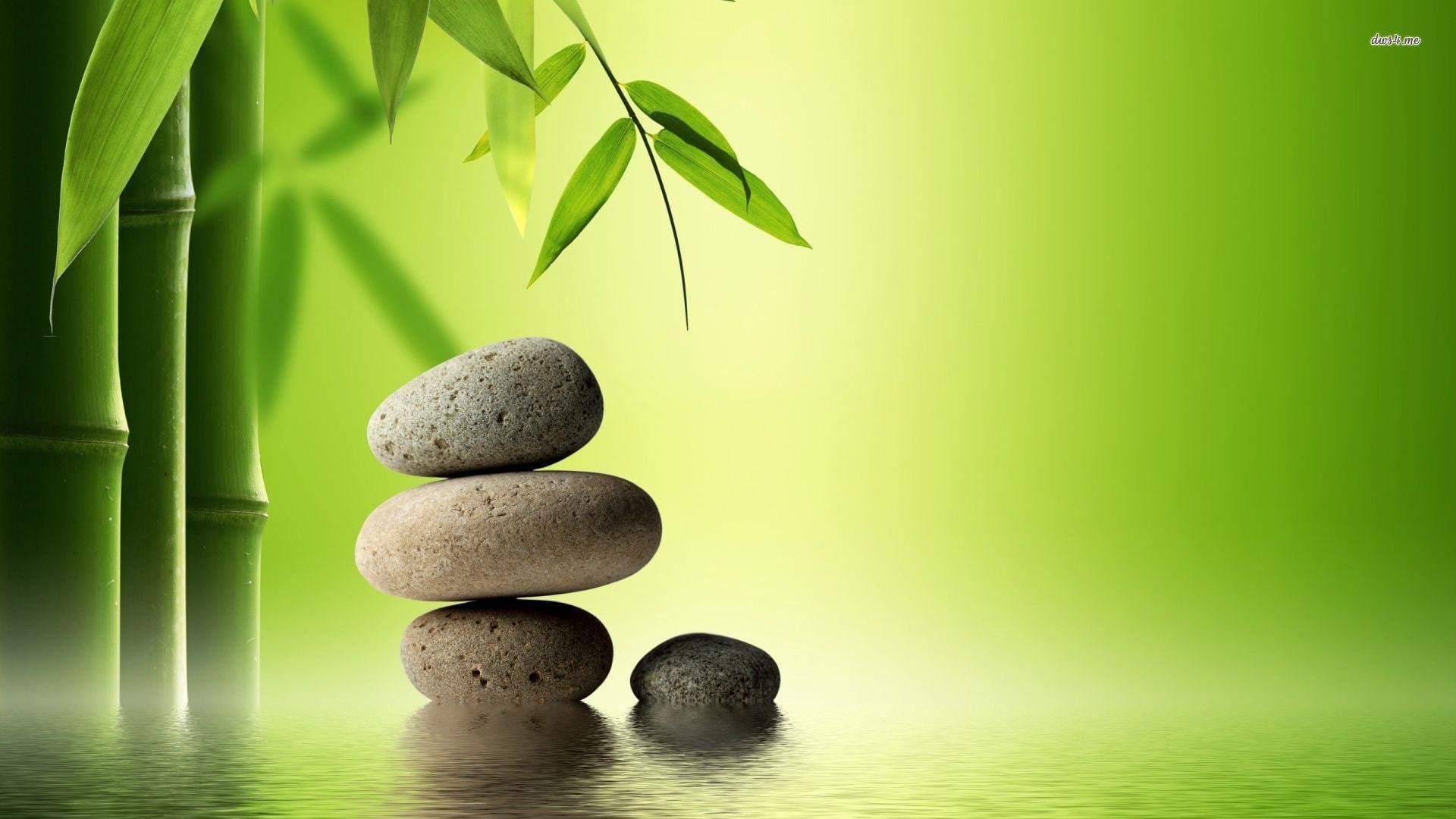 digital art, bamboo, 1920x1080, stones, stone, and, 1080P, Zen, HD Wallpaper