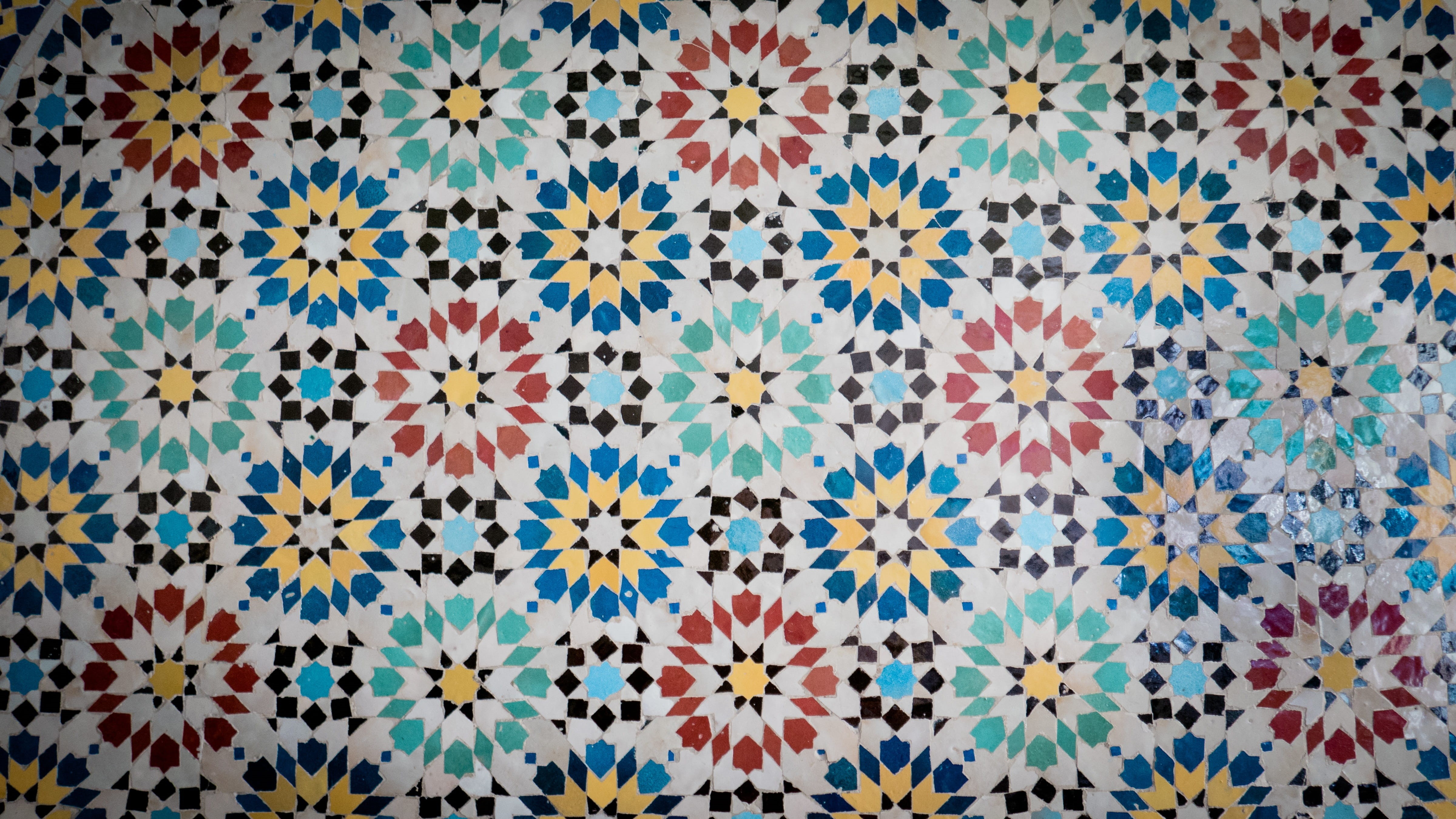 ceramic mosaic, art and craft equipment, flooring, textile, ceramic, wall, diamonds, no people, multi colored, textured, full frame, moroccan, HD Wallpaper