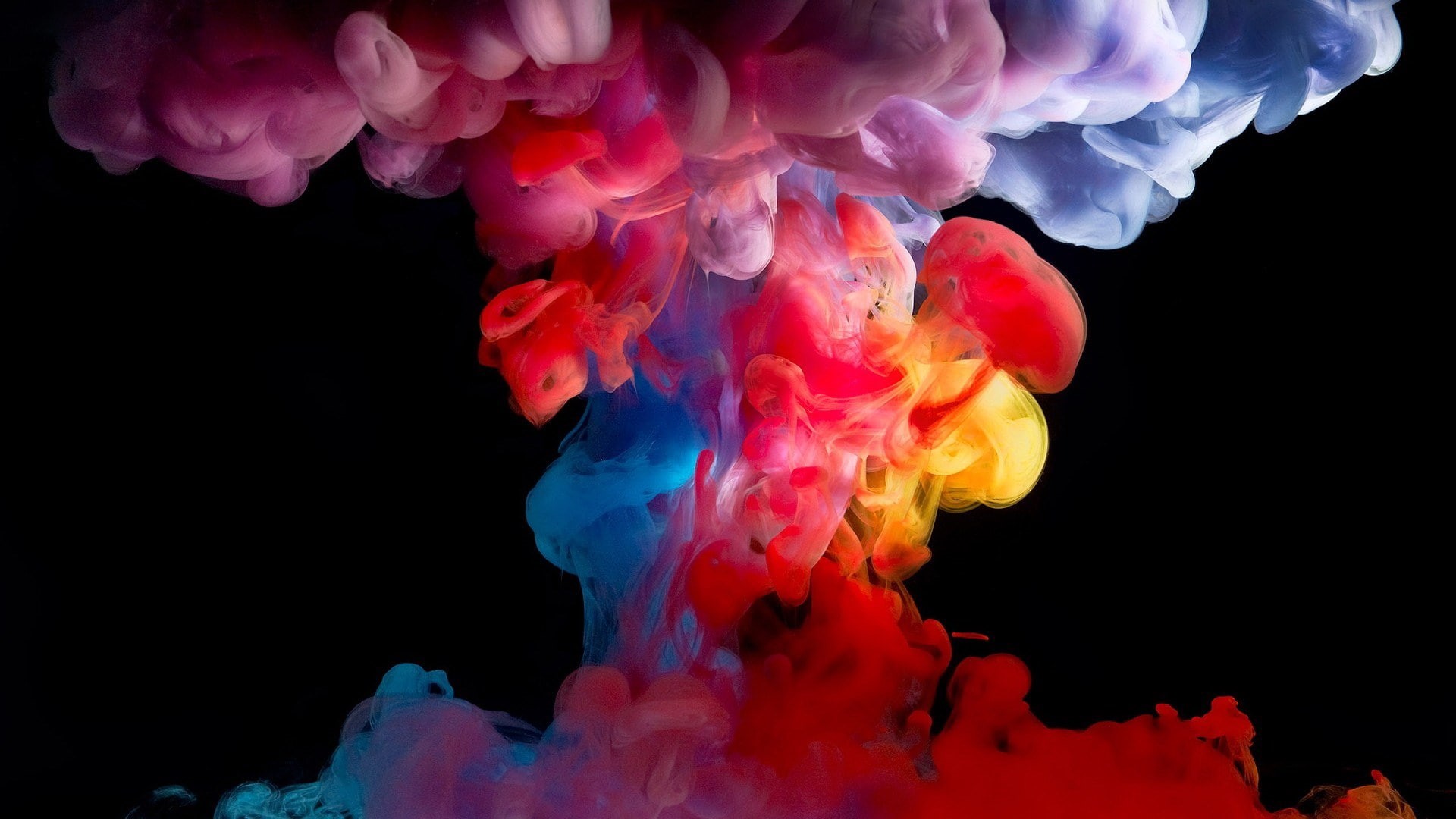smoke desktop  pictures, nature, 1080P, dissolving, paint, close-up, sky, multi colored, motion, black background, mixing, abstract, creativity, no people, HD Wallpaper