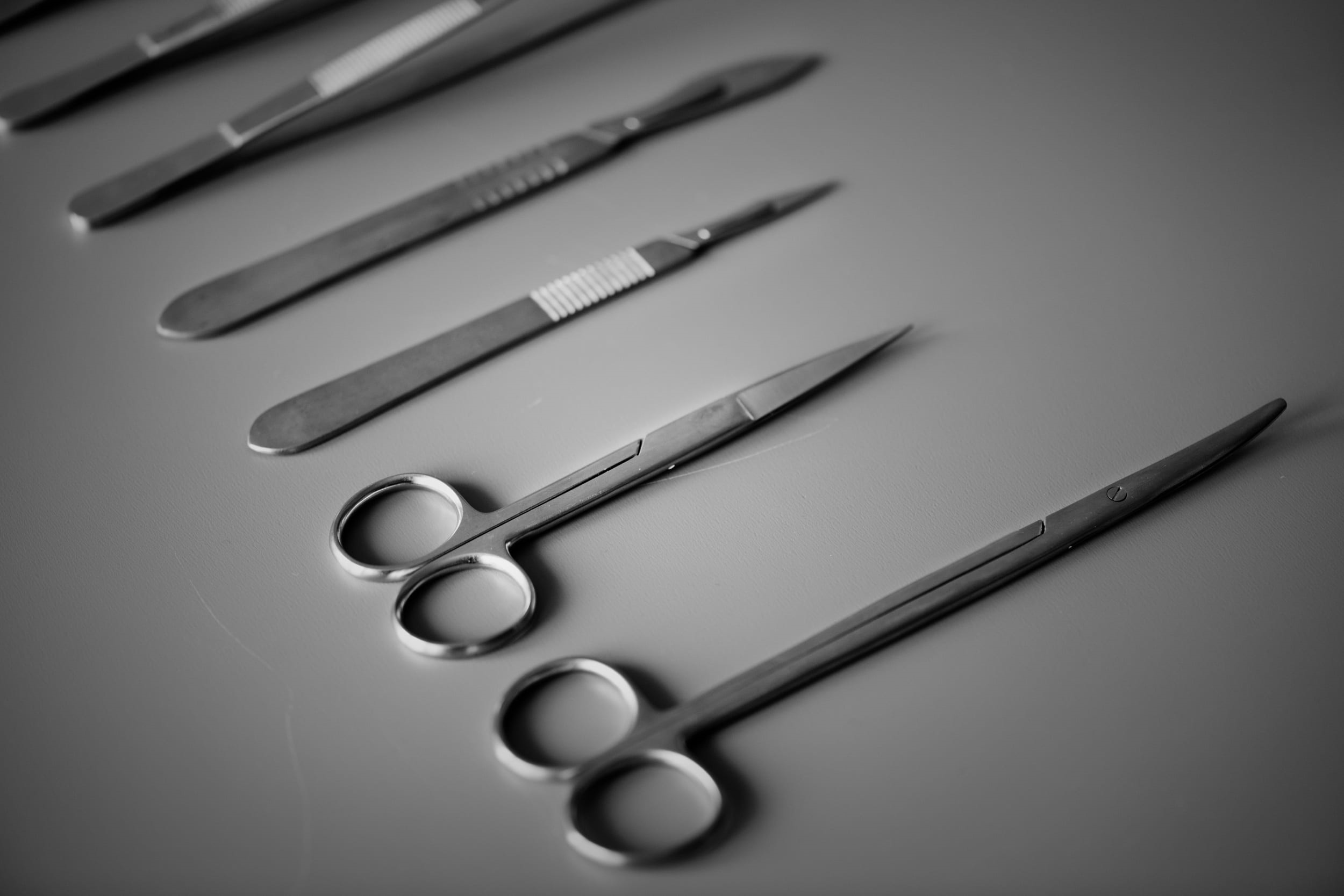variation, close-up, sharp, desk, medicine, work tool, isolated, healthcare, stainless, healthcare and medicine, surgical, gray background, high angle view, HD Wallpaper