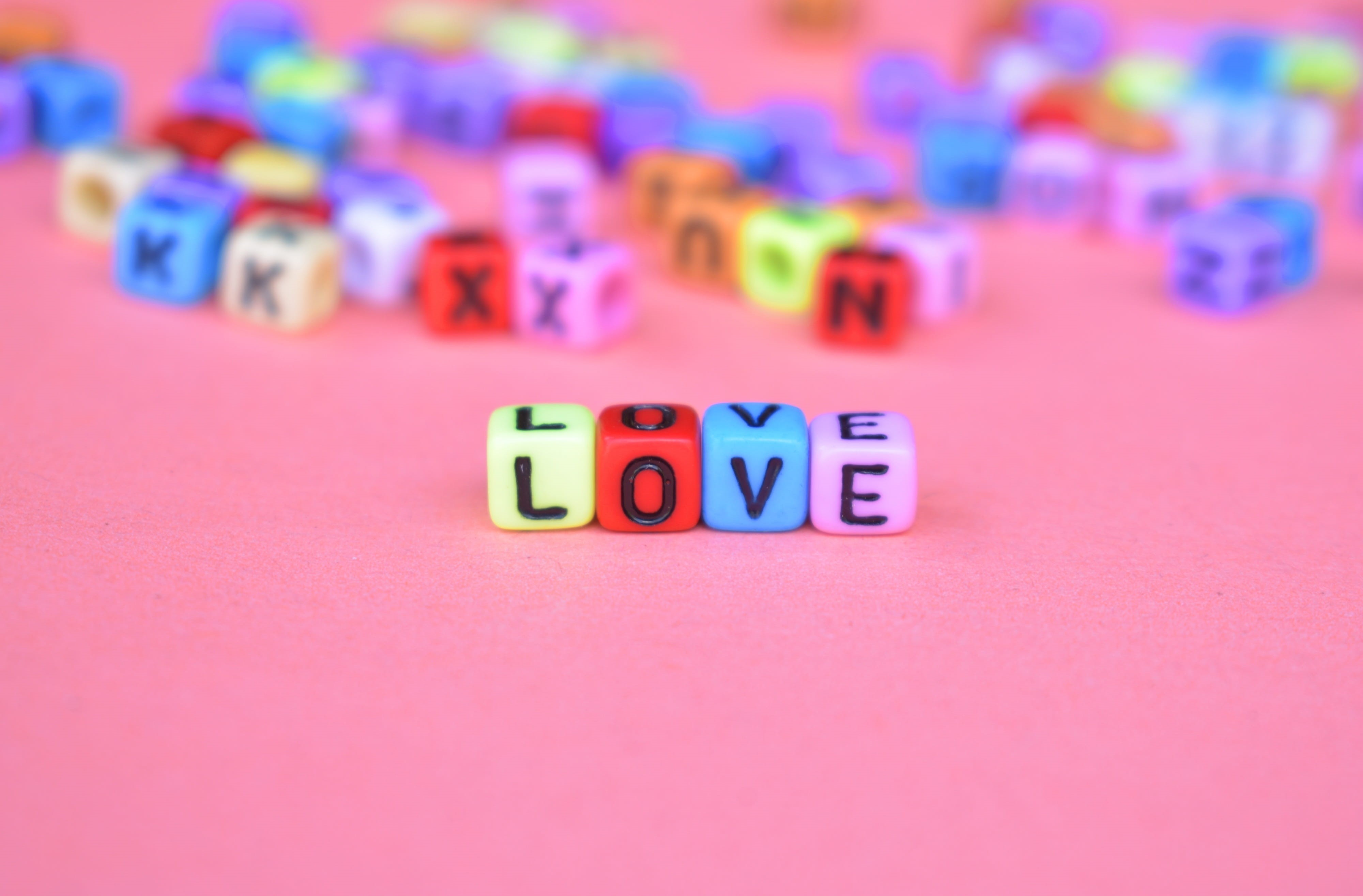 small, message, number, indoors, single word, close-up, woman, cute, communication, 4K, affection, girl, pink color, studio shot, alphabet, multi colored, HD Wallpaper