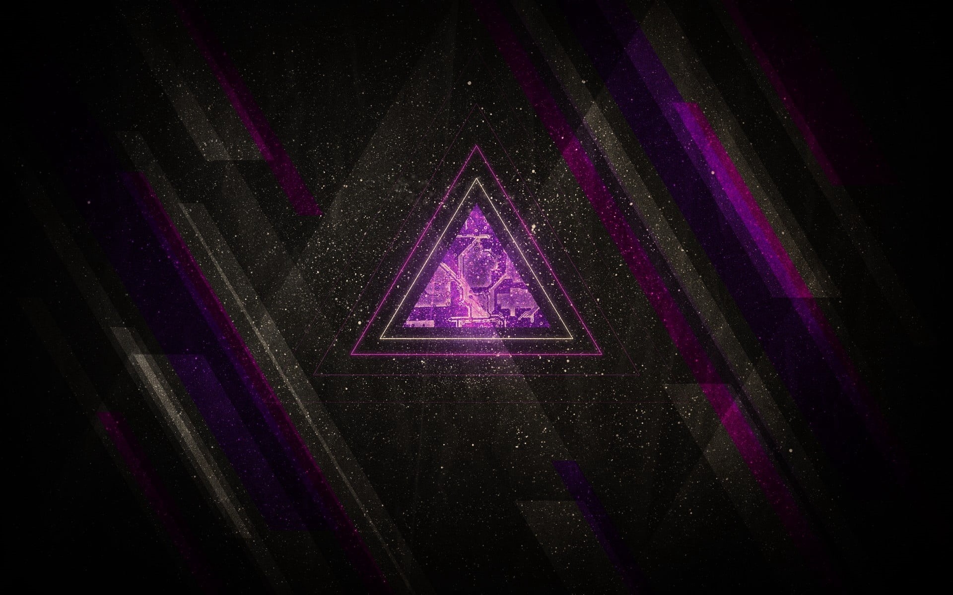 symbol, no people, pattern, computer Graphic, sign, triangular, creativity, minimalism, logo, red, purple, low angle view, star - space, black background, HD Wallpaper