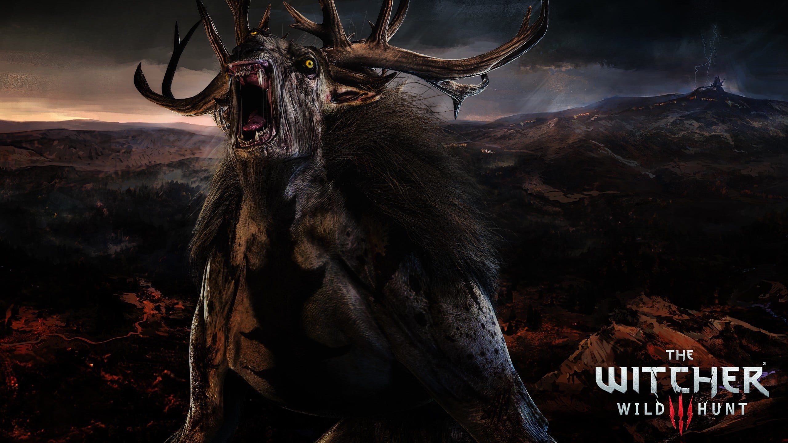 tree, 2K, video games, nature, mammal, witcher, animal wildlife, The Witcher 3: Wild Hunt, horned, one animal, taxidermy, portrait, aggression, mountain, HD Wallpaper
