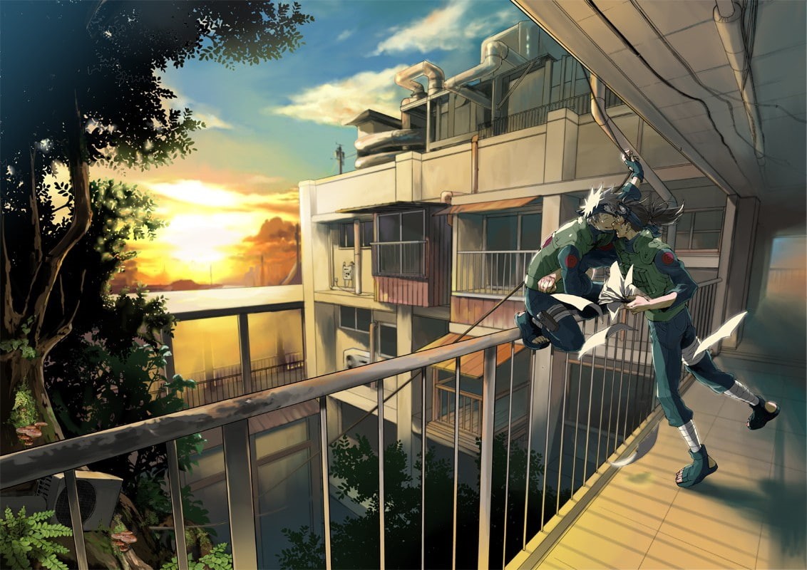 yaoi, kakashi, naruto, anime, x, shippuden, konoha, Naruto: Shippuden, iruka, kissing, hd, art, umino, 480P, hatake, HD Wallpaper