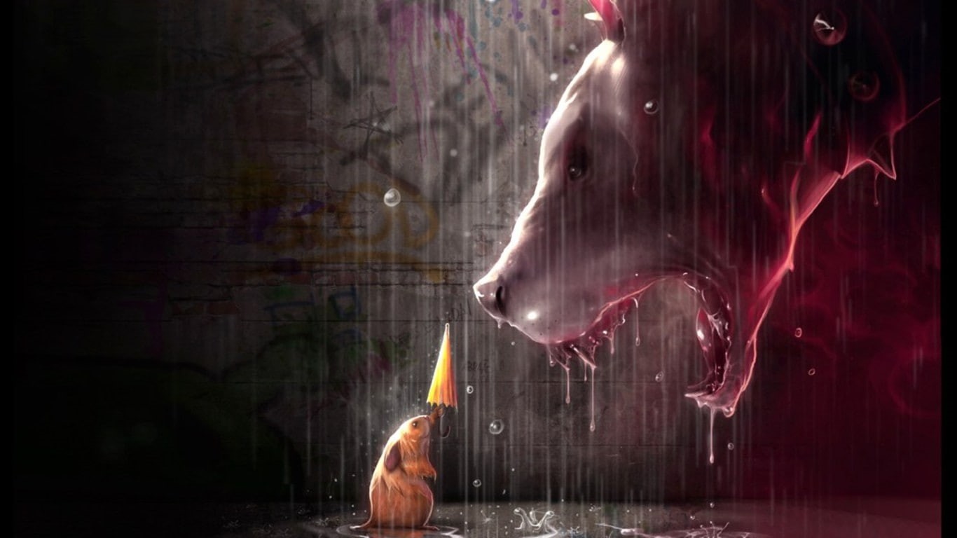 x, evil, artwork, 720P, art, dogs, hd, good, cgi, animals, vs, HD Wallpaper