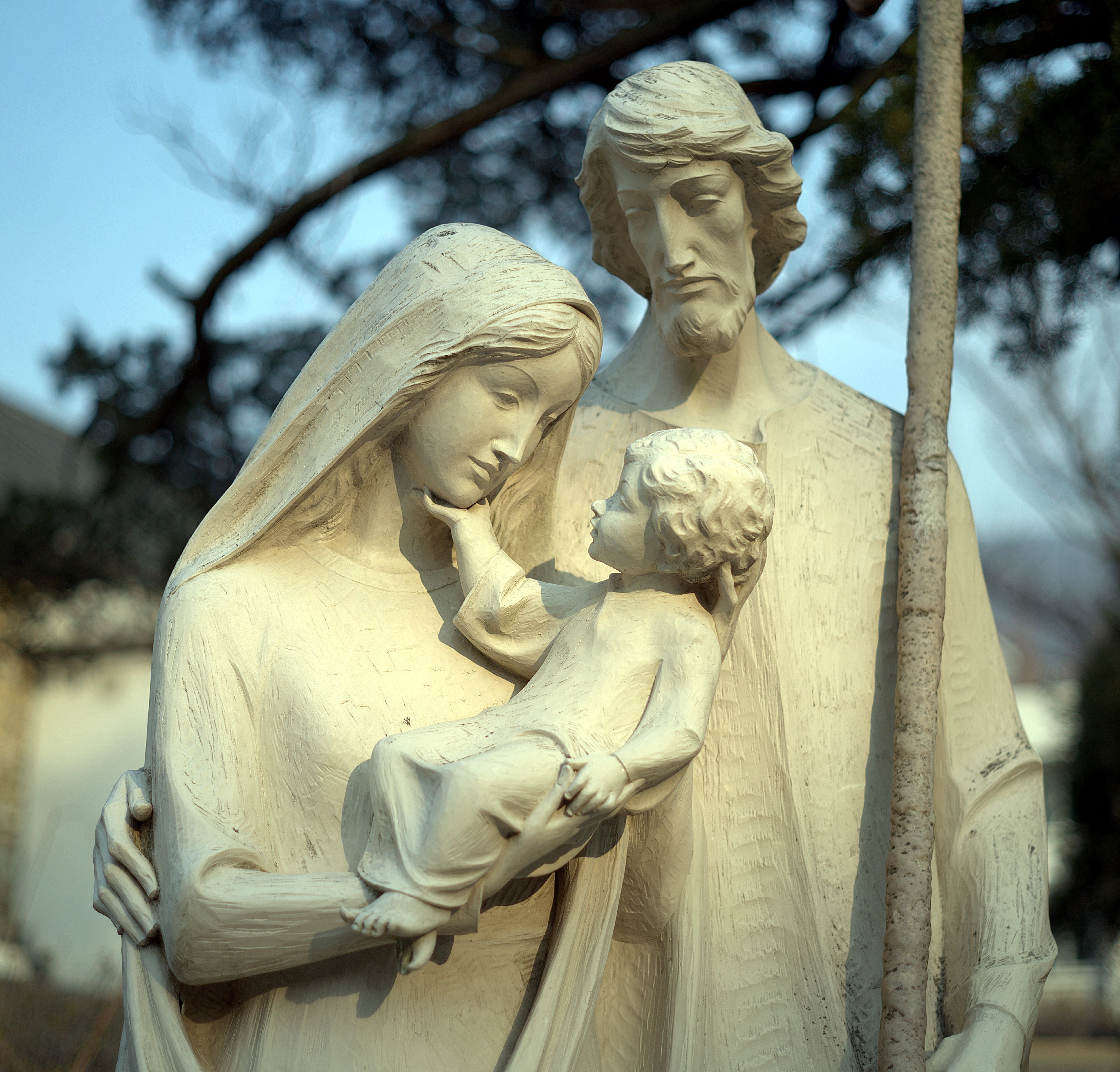 architecture, christ, worship, cross, prayer, day, nature, female likeness, creativity, spirituality, 5K, male likeness, jesus, church, catholic, religion, HD Wallpaper