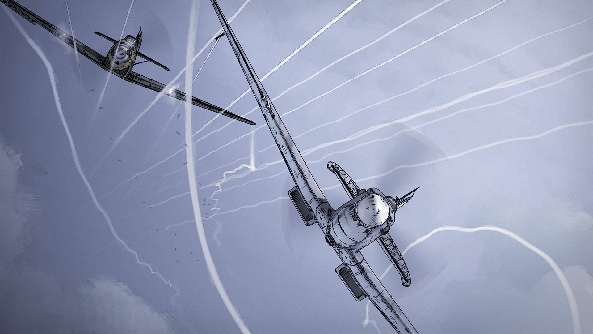 rope, power supply, Fury, power line, electricity pylon, communication, mode of transportation, artwork, Messerschmitt Bf-109, nature, airplane, Paths of Hate, HD Wallpaper