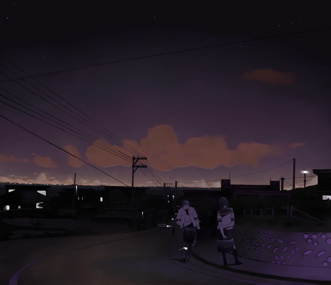 utility pole, 480P, students, road, power lines, night, HD Wallpaper