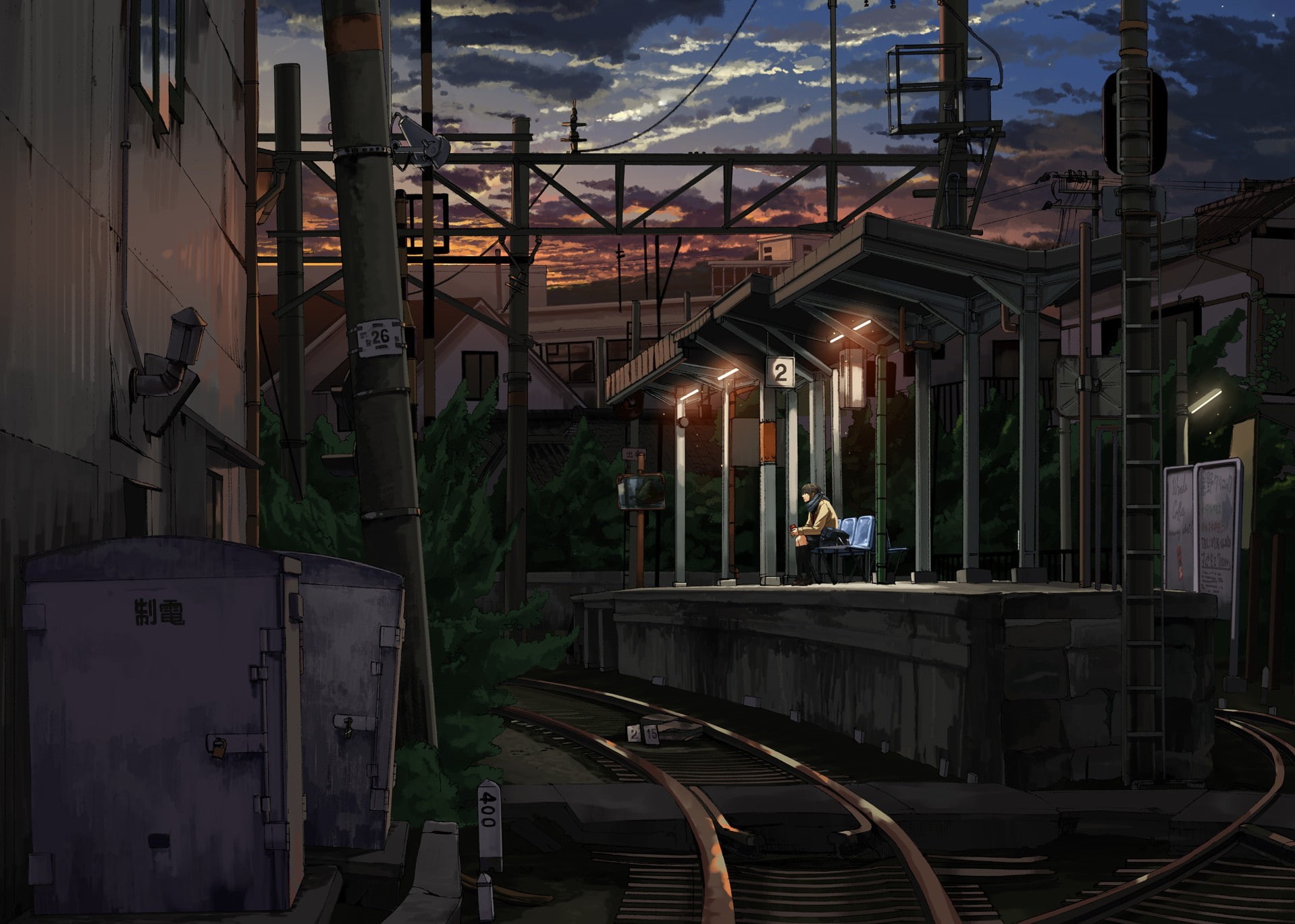 transportation, mode of transportation, shunting yard, metal, 720P, illuminated, outdoors, people, public transportation, rail transportation, railway, HD Wallpaper