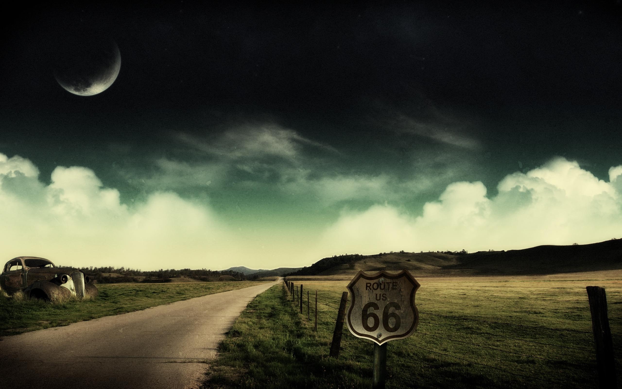 route, landscapes, xl, scenery, signage, route 66, 2K, HD Wallpaper