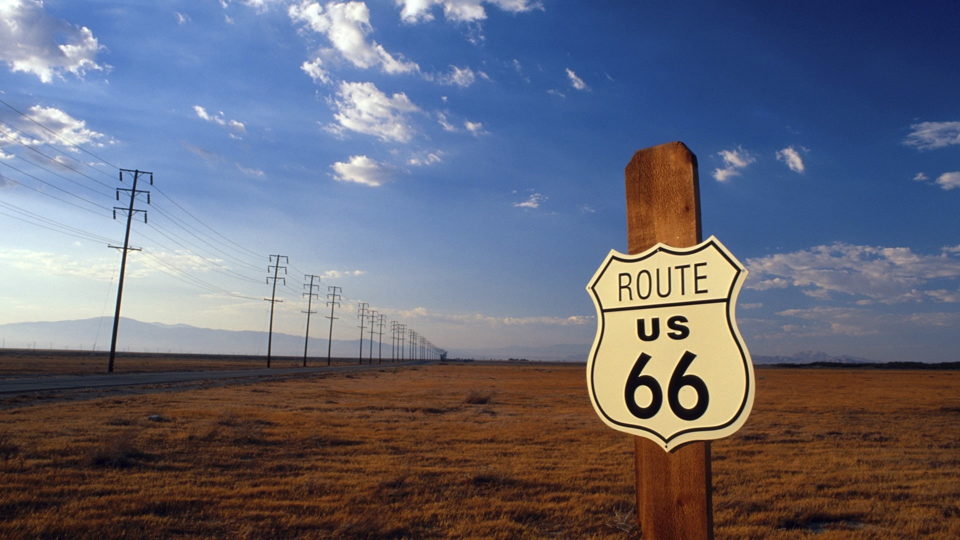 sign, hd, route, 1080P, 66, nature, road, HD Wallpaper