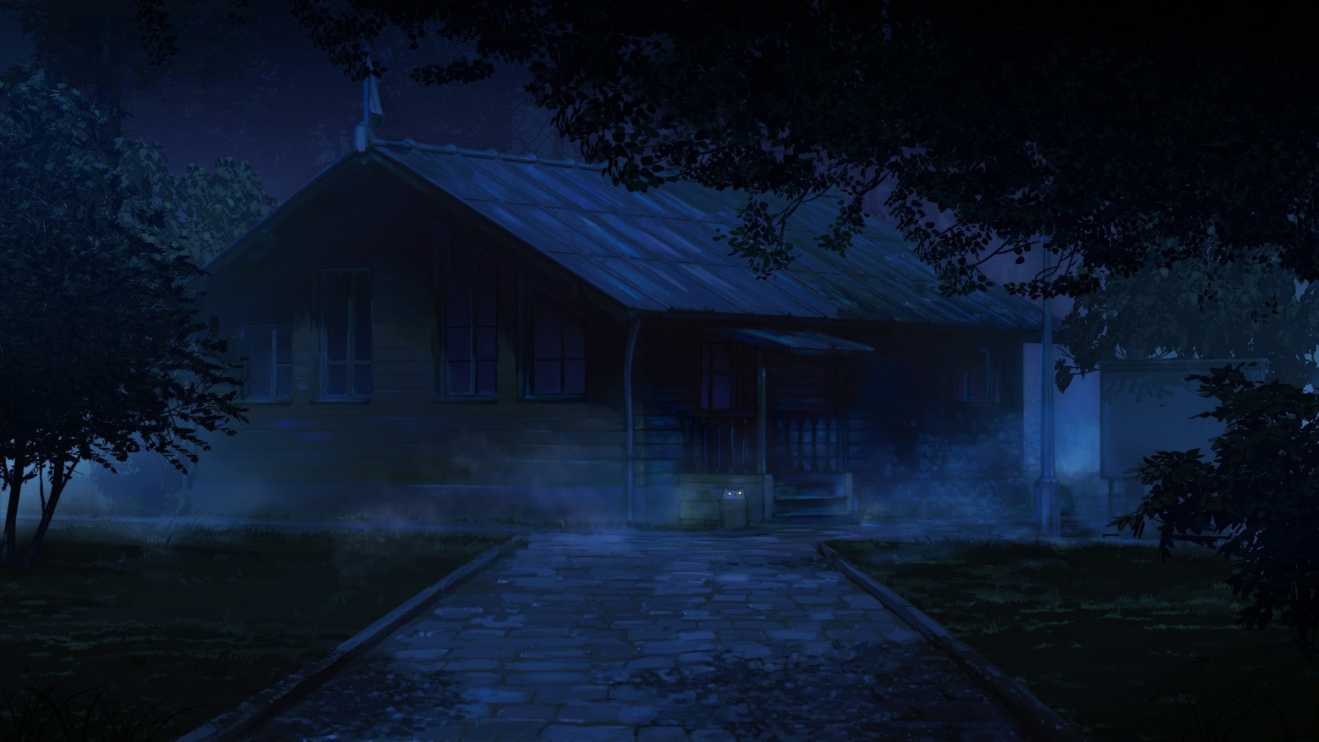 ArseniXC, empty, 1080P, cottage, nature, fear, built structure, tree, no people, dark, Everlasting Summer, architecture, horror, plant, absence, path, HD Wallpaper