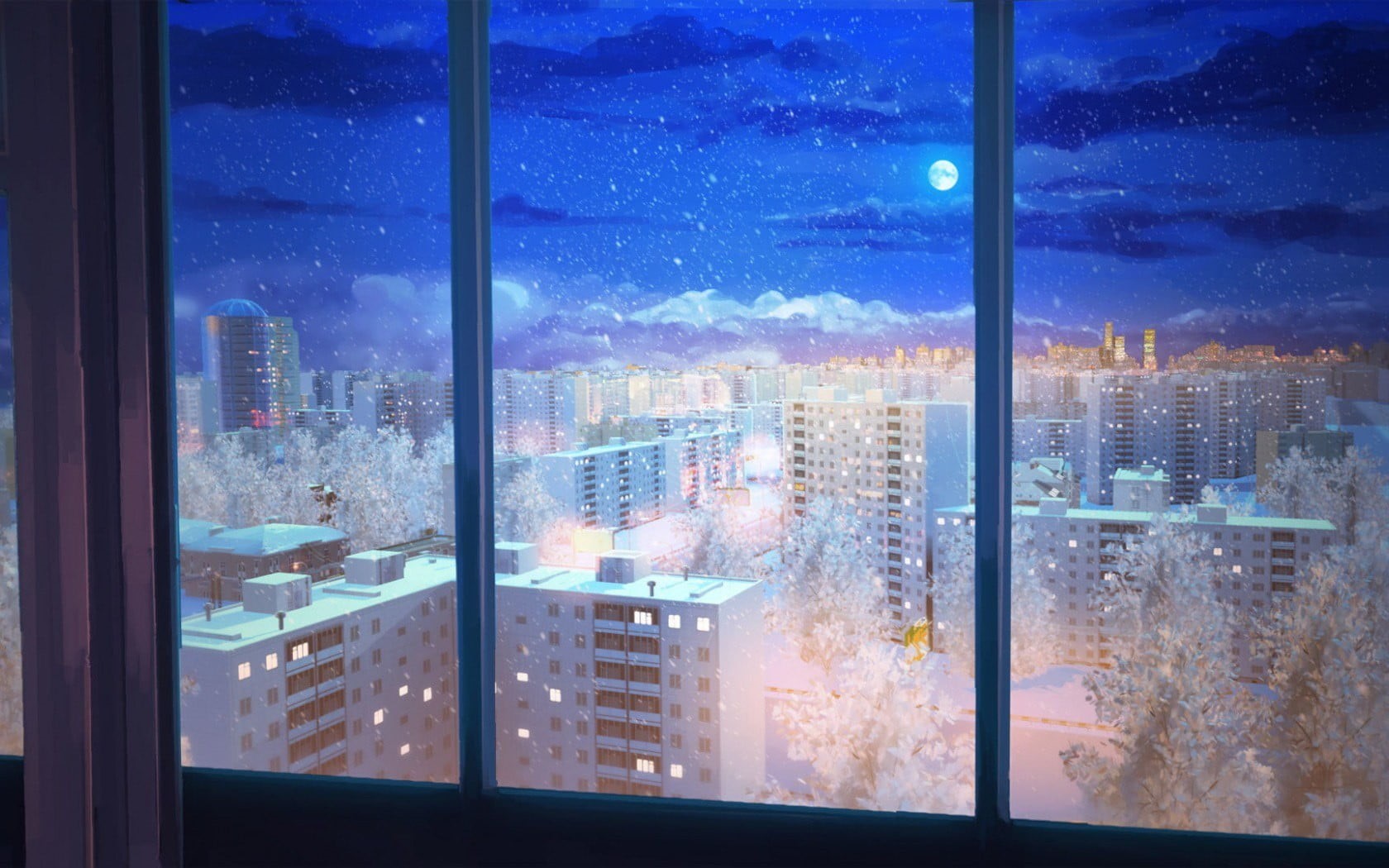 apartment, Everlasting Summer, visual novel, illuminated, window, sky, 720P, reflection, no people, glass - material, outdoors, cityscape, building, modern, HD Wallpaper