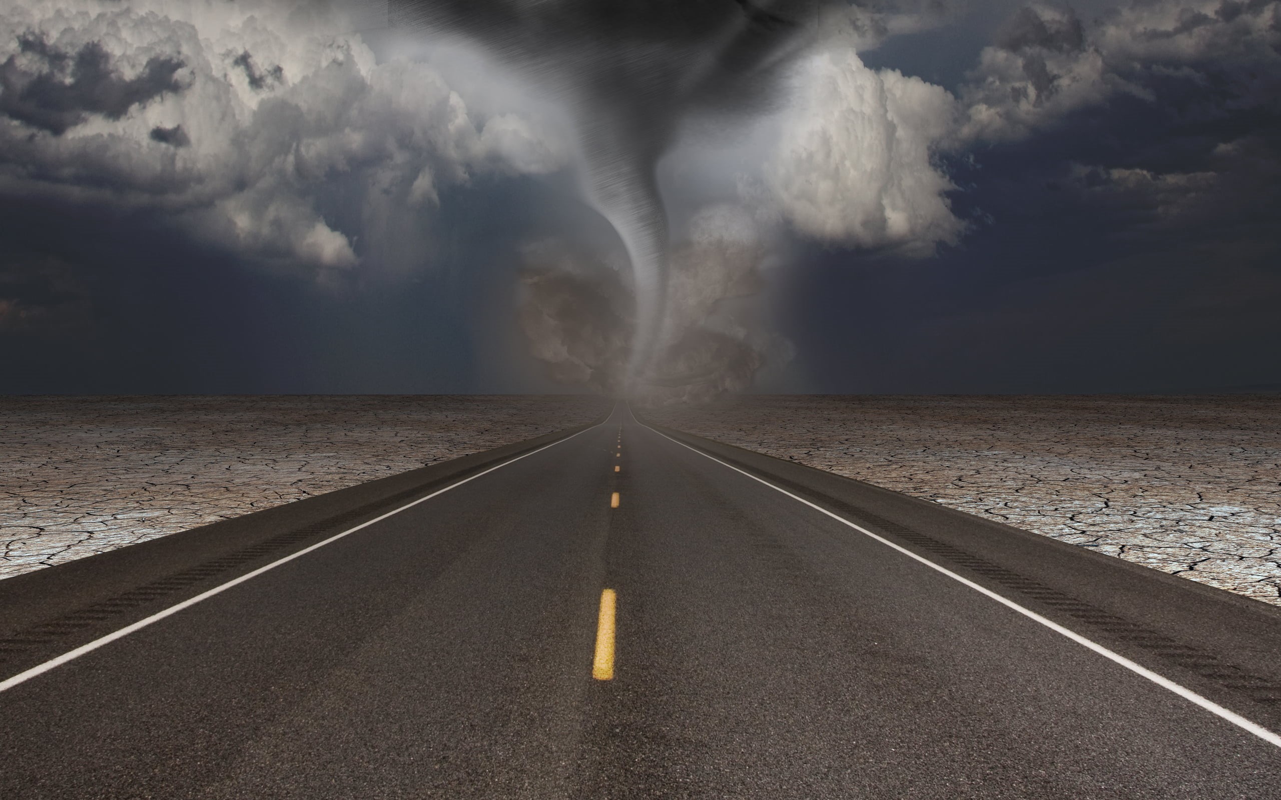 metal, 2K, transportation, digital art, sky, black, day, cloud - sky, vanishing point, tool, road, beauty in nature, symbol, the way forward, road marking, HD Wallpaper