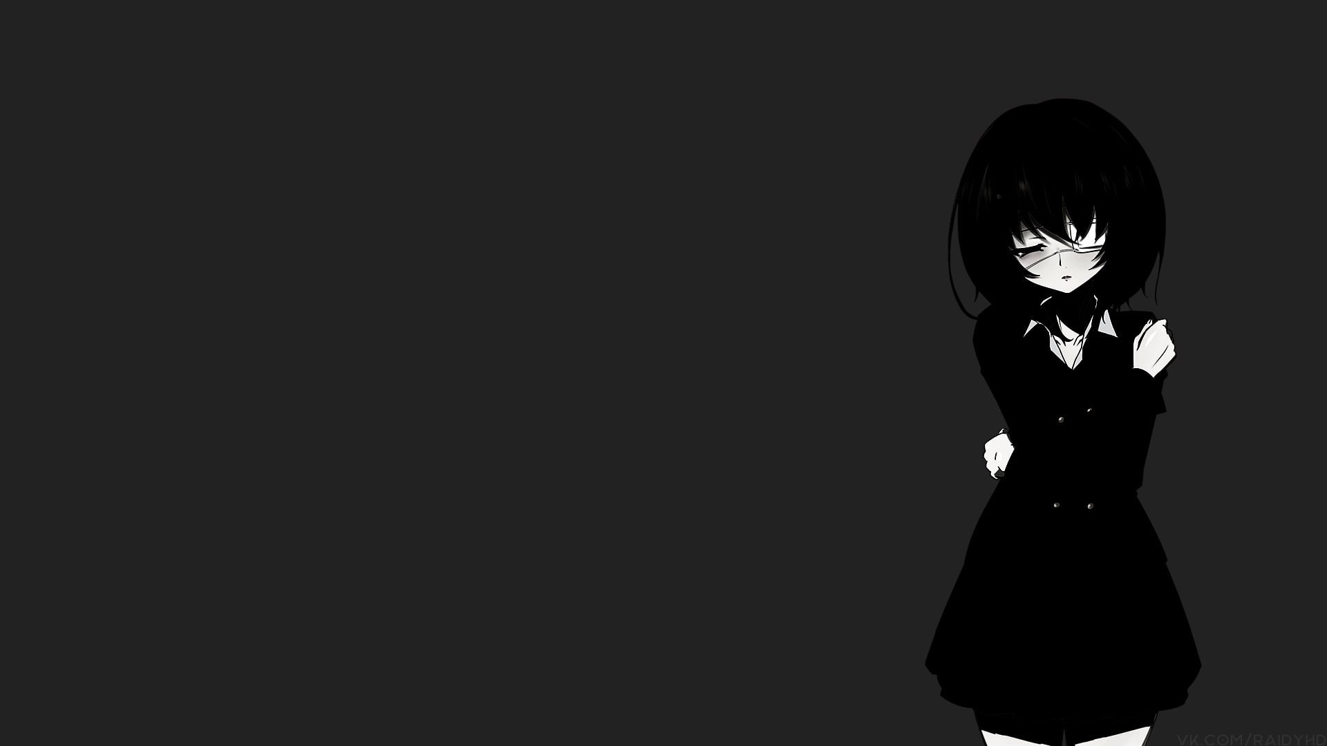 women, 1080P, unrecognizable person, Misaki Mei, anime girls, real people, dark, arts culture and entertainment, Another, three quarter length, one person, HD Wallpaper
