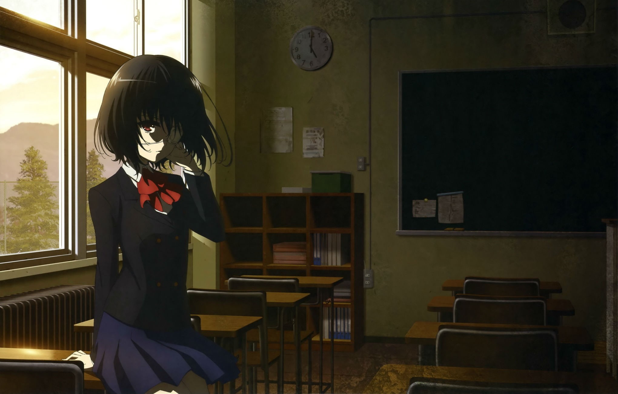 Misaki Mei, Another, 1080P, eyepatches, anime, HD Wallpaper