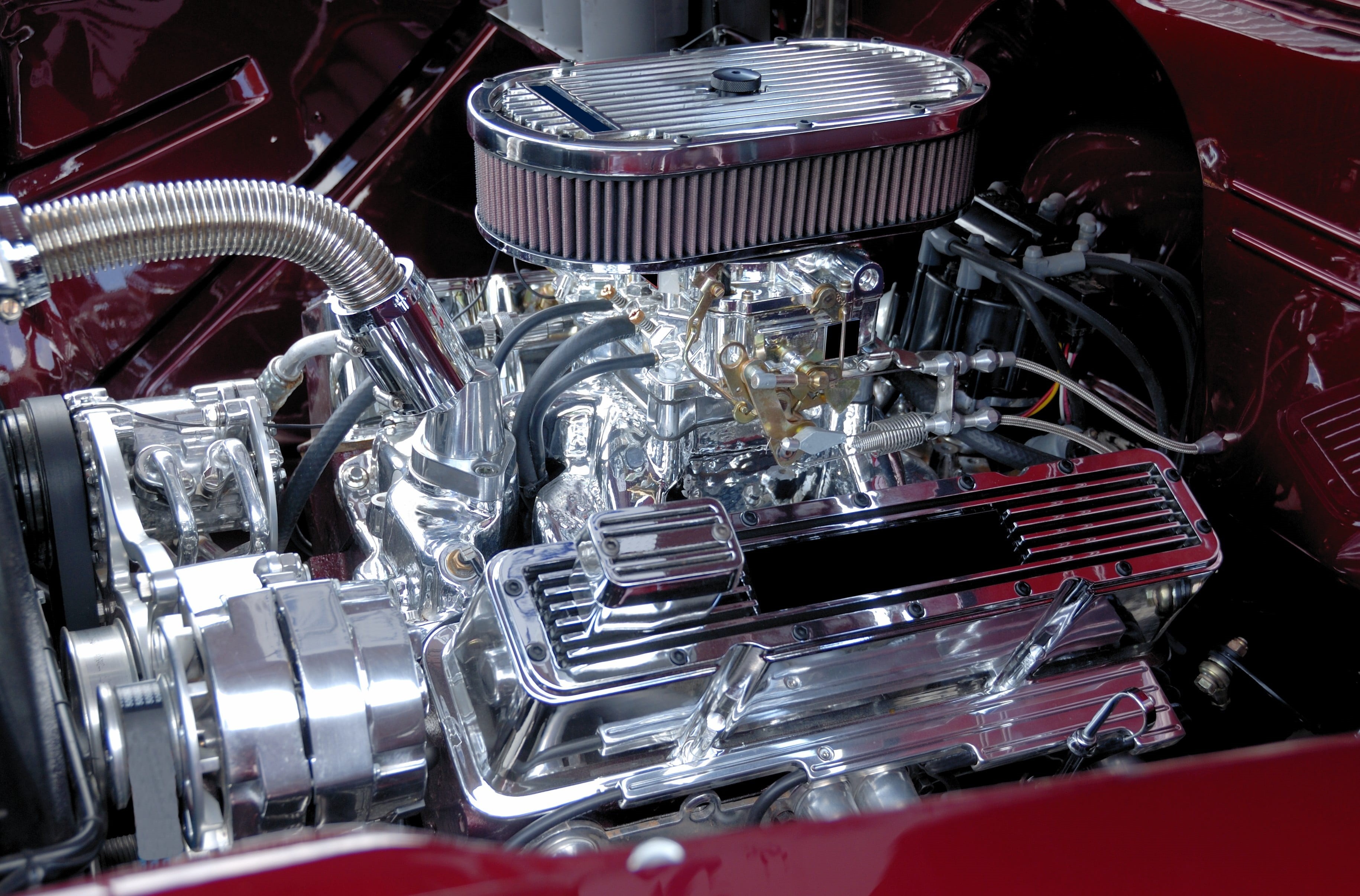 engine, day, silver colored, valve, car, mechanical, 2K, machine, industry, transparent, metal, metallic, vehicle, automobile industry, drive, horsepower, HD Wallpaper