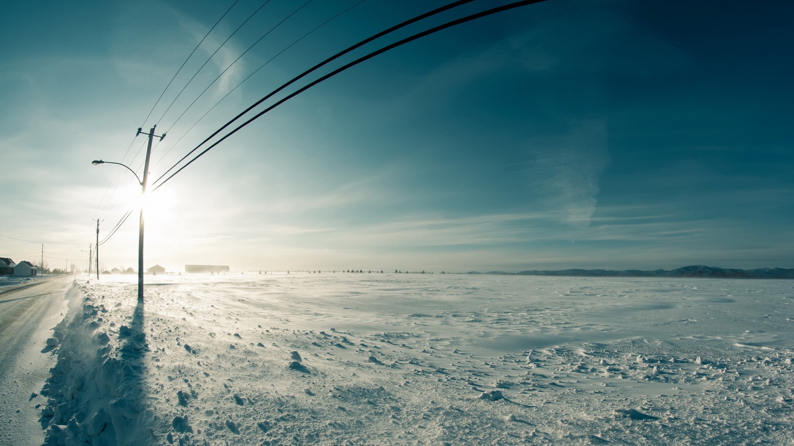 tranquil scene, landscape, no people, transportation, black, beach, environment, water, tower, beauty in nature, cold temperature, sea, power lines, electricity, HD Wallpaper