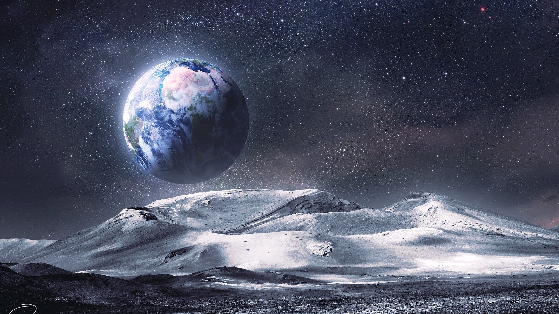 moon, snowcapped mountain, sunset, dusk, beauty in nature, summer, sea, sunlight, crystal, cold temperature, cloudscape, scenics - nature, nature, earth, HD Wallpaper