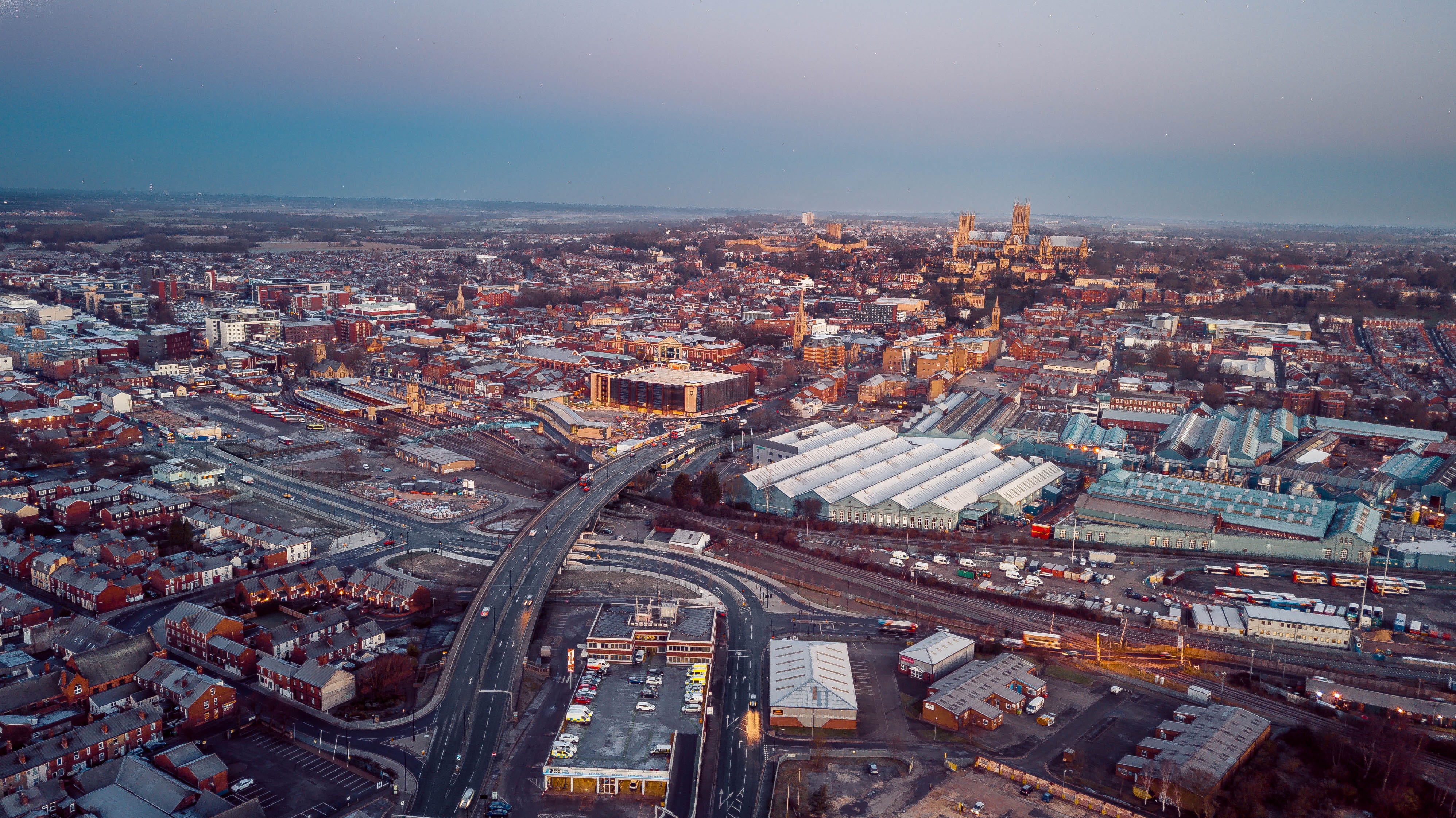 roads, office building exterior, buildings, skyscraper, built structure, crowd, building, aerial view, lincoln, sky, nature, high angle view, united kingdom, HD Wallpaper