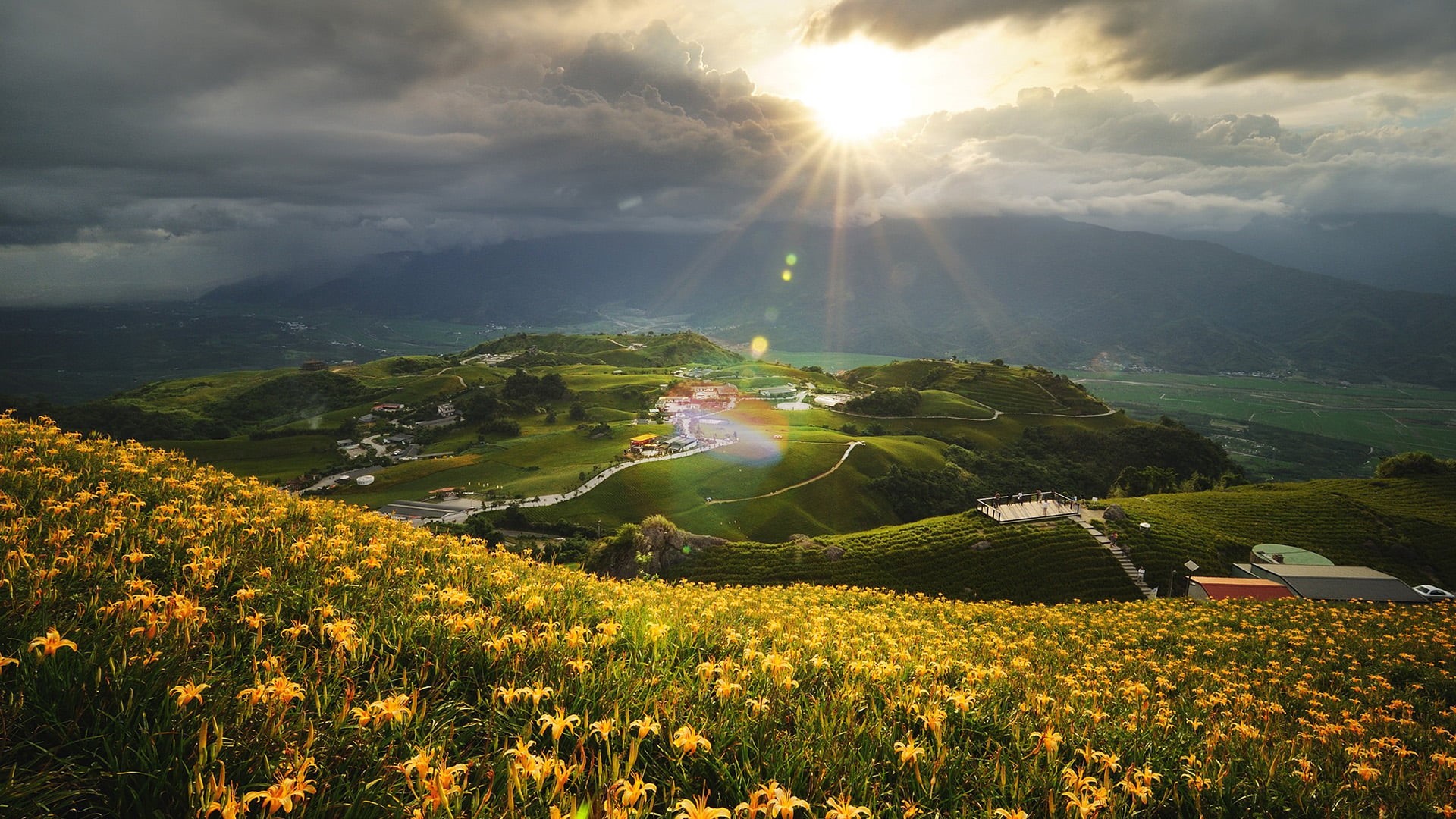 1080P, rural, grass, no people, tranquil scene, summer, fields, outside, sun, rural scene, cloudy, scenery, clear, meadow, plant, countryside, spring, HD Wallpaper