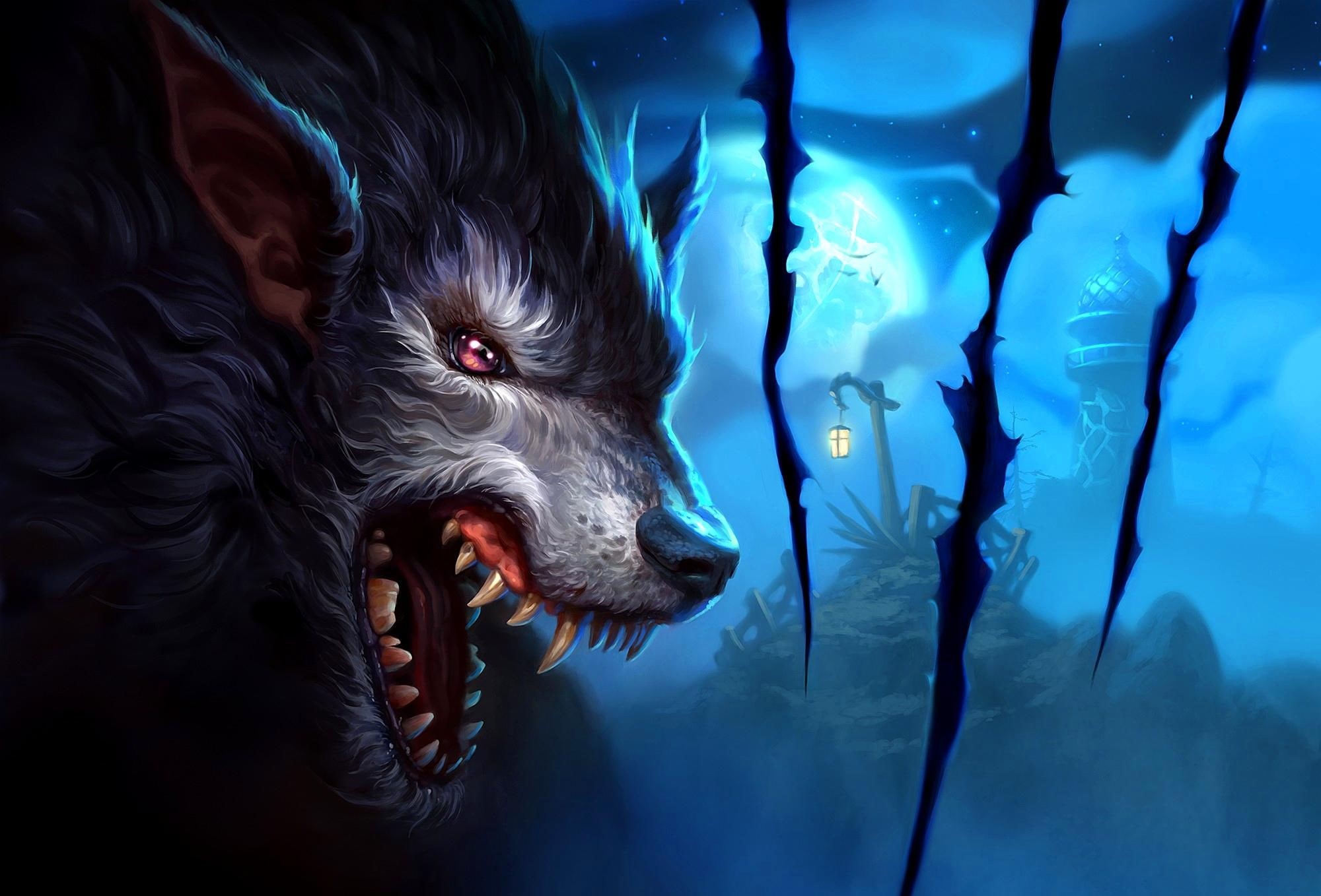 artwork, pretty, nice, moon, wolf, beautiful, skyphoenixx1, 1080P, marvell, picture, amazing, fantastic, HD Wallpaper