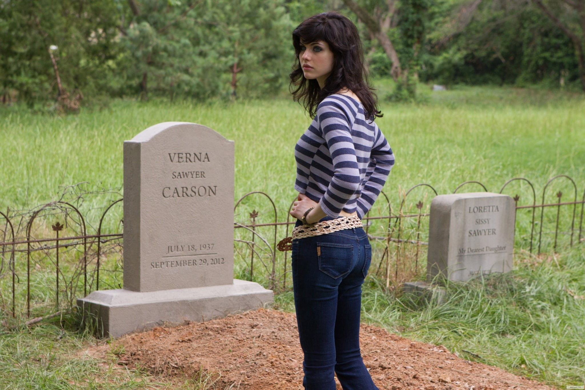 nature, grass, real people, women, outdoors, cemetery, text, 1080P, casual clothing, one person, stone, young adult, tombstone, alexandra daddario images for backgrounds desktop, HD Wallpaper