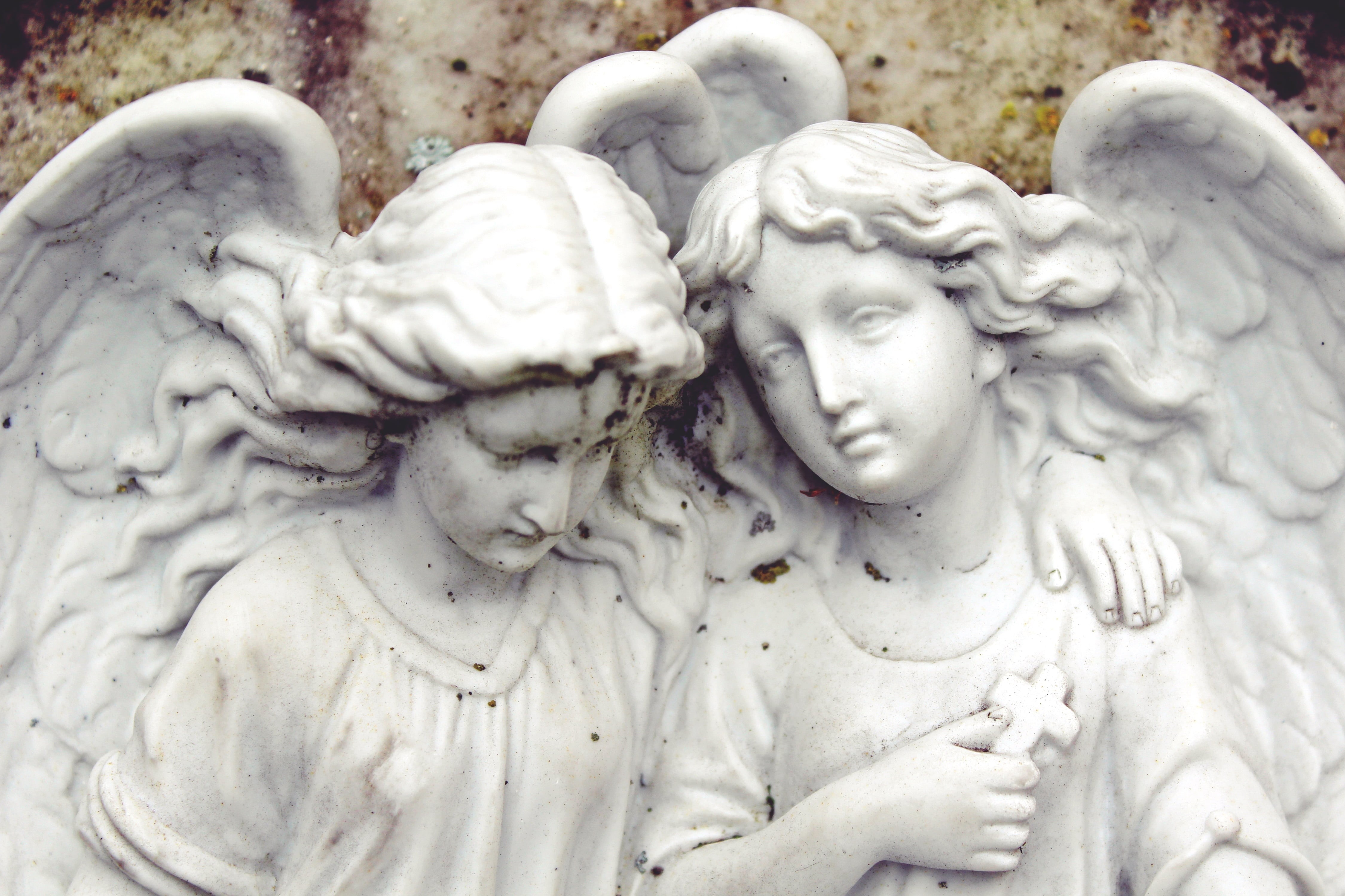 grave, female likeness, white, marble, resting place, christ, hope, white color, death, christian, peaceful, spiritual, silent, symbol, tombstone, emotion, HD Wallpaper