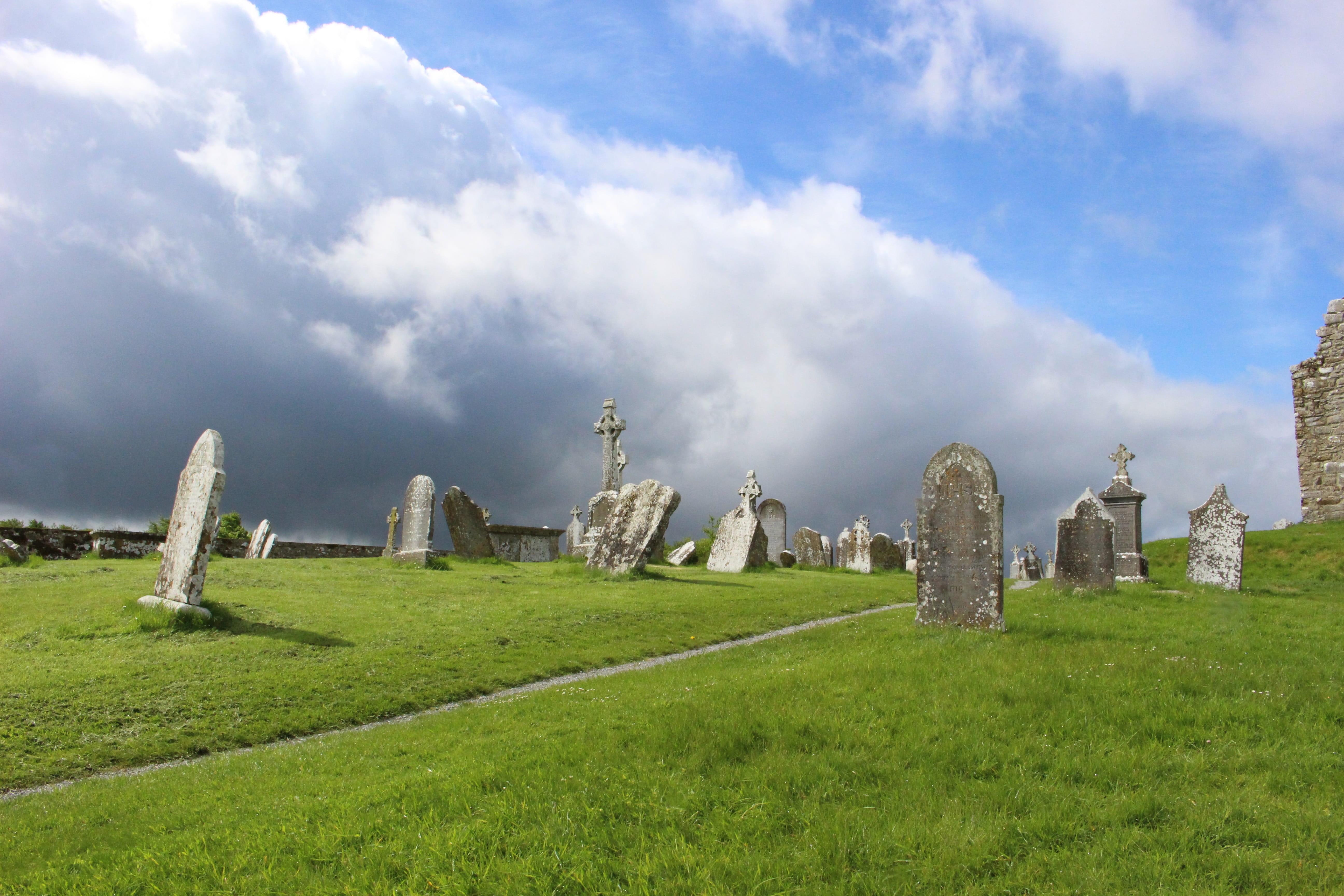 green color, england, famous Place, historically, cemetery, celts, ruined, gray, old, sky, cloud - Sky, uK, old Ruin, architecture And Buildings, high cross, HD Wallpaper