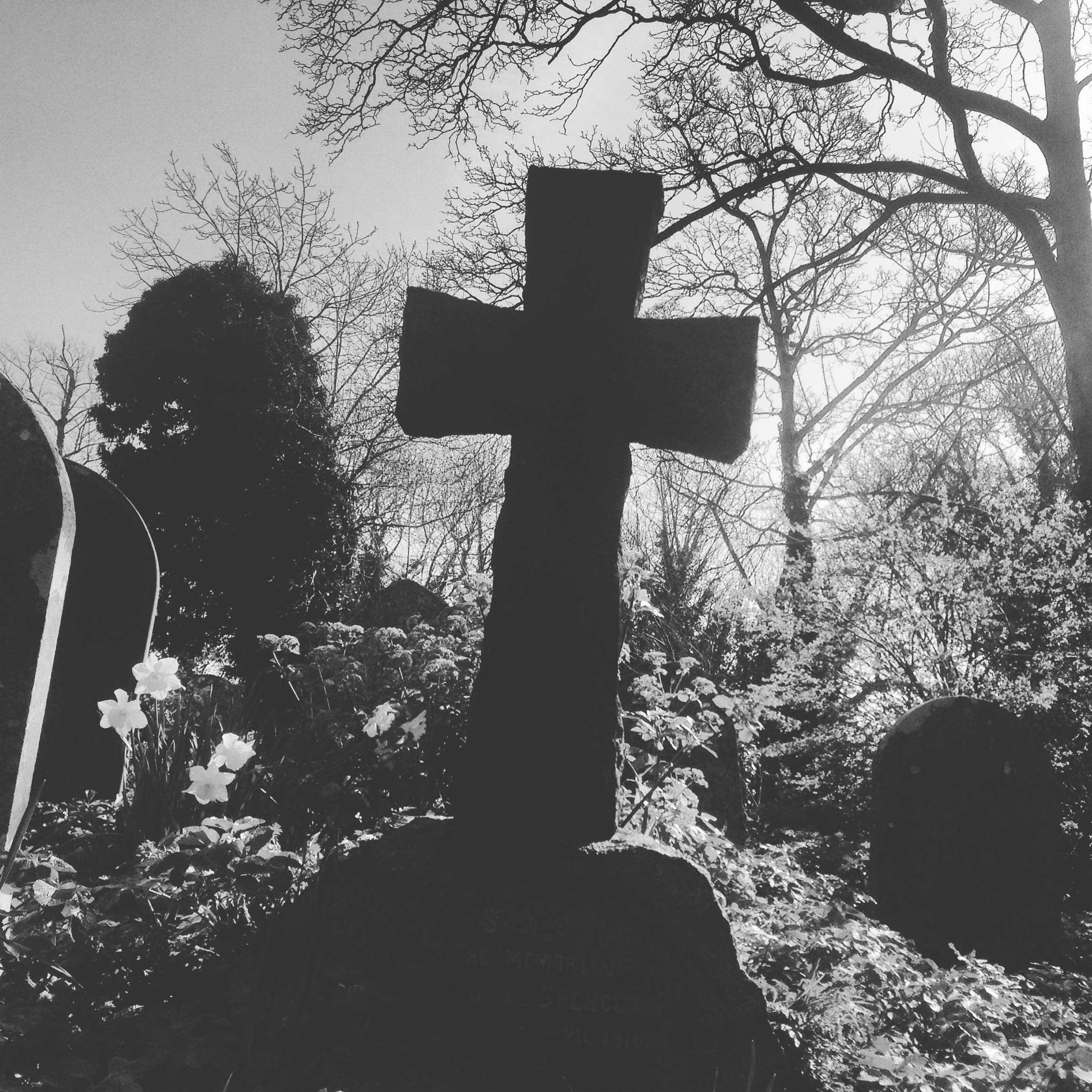 cross, religion, stone, Crucifix, grave, day, headstone, grief, religious, tomb, forgiveness, dead, burial, no people, religious equipment, outdoors, Graveyard, Phone HD Wallpaper