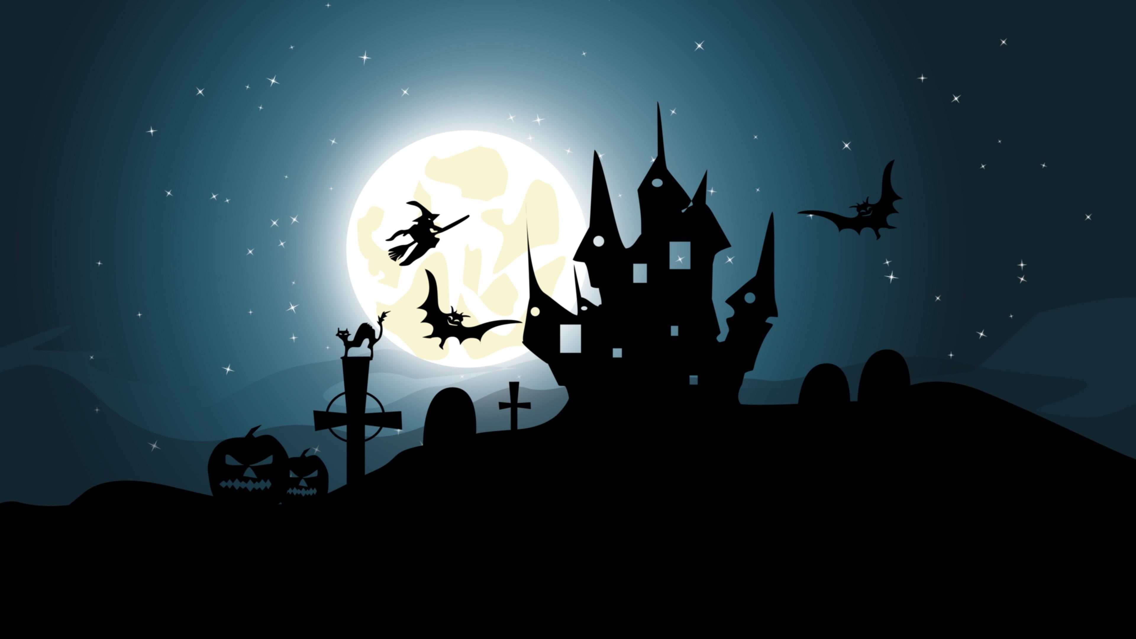 silhouette, representation, night, halloween, dark, creativity, illuminated, art and craft, full moon, no people, sky, architecture, nature, cemetery, human representation, HD Wallpaper