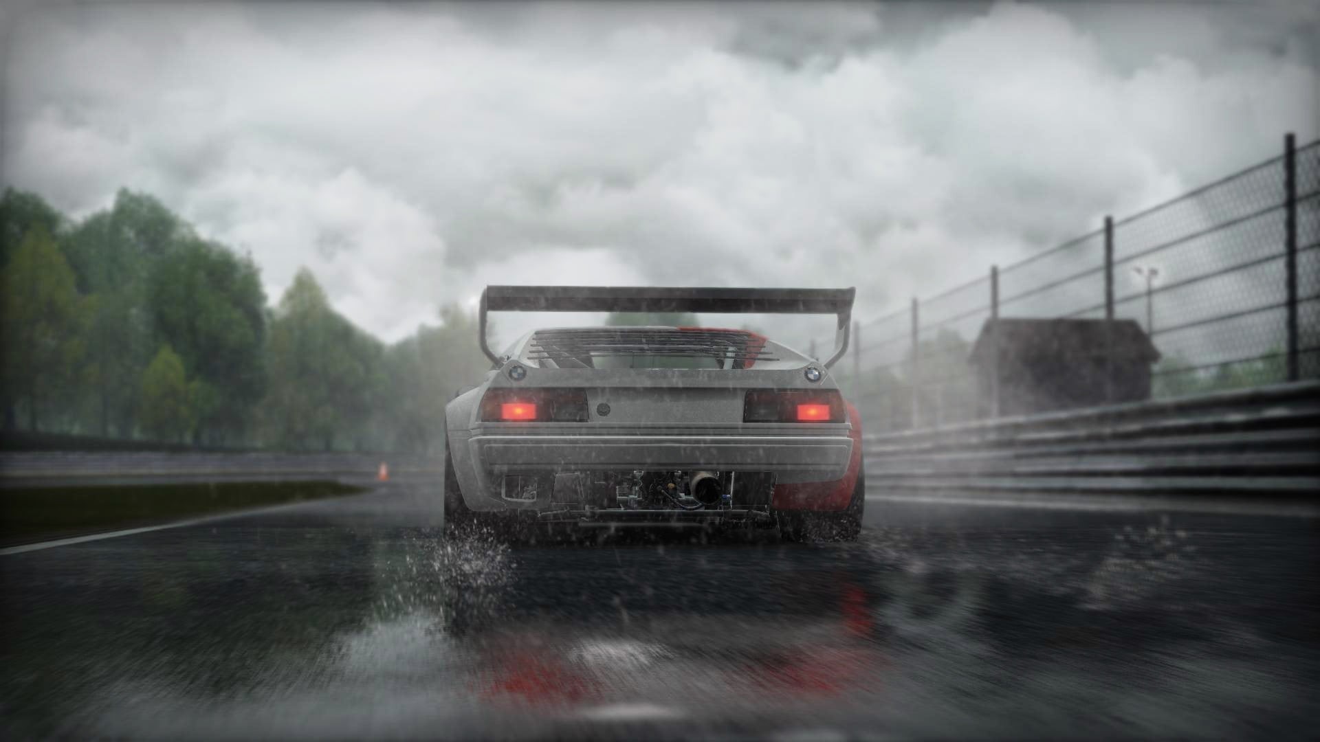 rainy season, raindrop, storm cloud, nature, storm, motor vehicle, digital art, 1080P, digital, abstract, tail light, motion, video games, artwork, car, HD Wallpaper