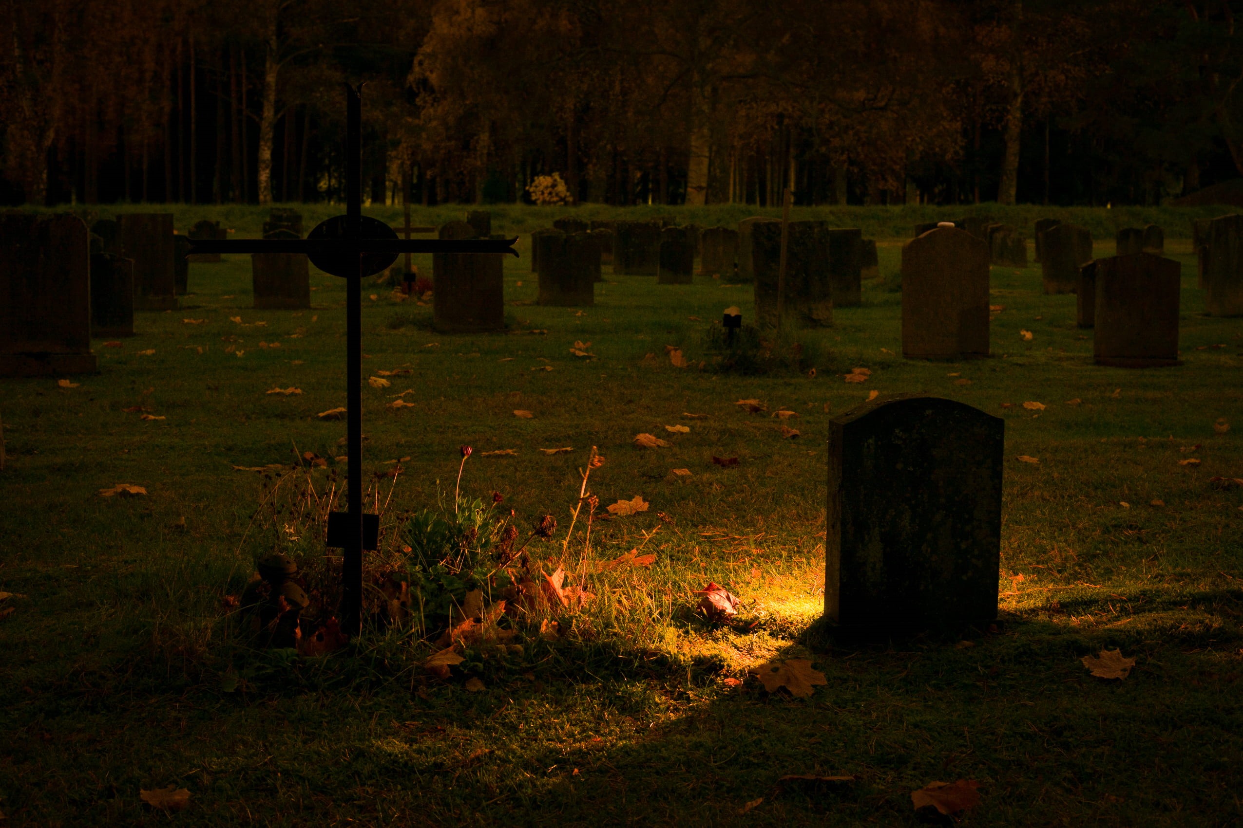 dawn, nature, no people, outdoors, light, plant, cross, cemetery, funeral, grass, burial, evening, tree, graves, trees, history, graveyard, tombstone, mystery, HD Wallpaper