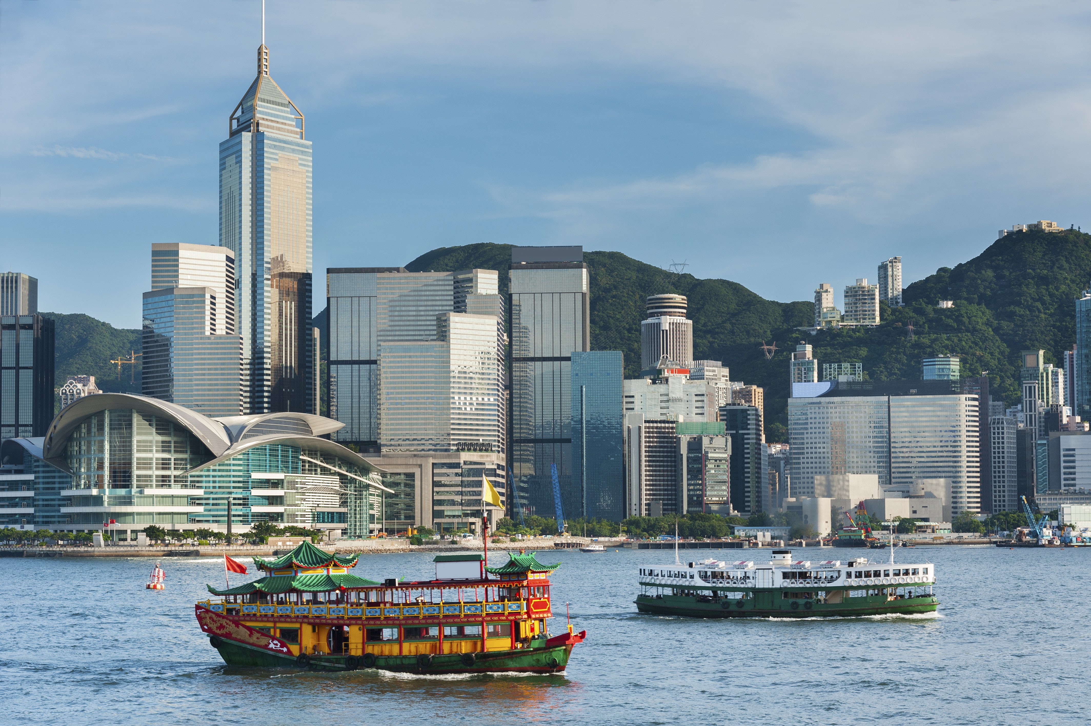 Skyline, China, hong, 4K, Hong Kong, harbour, kong, Skyscrapers, Sea, HD Wallpaper