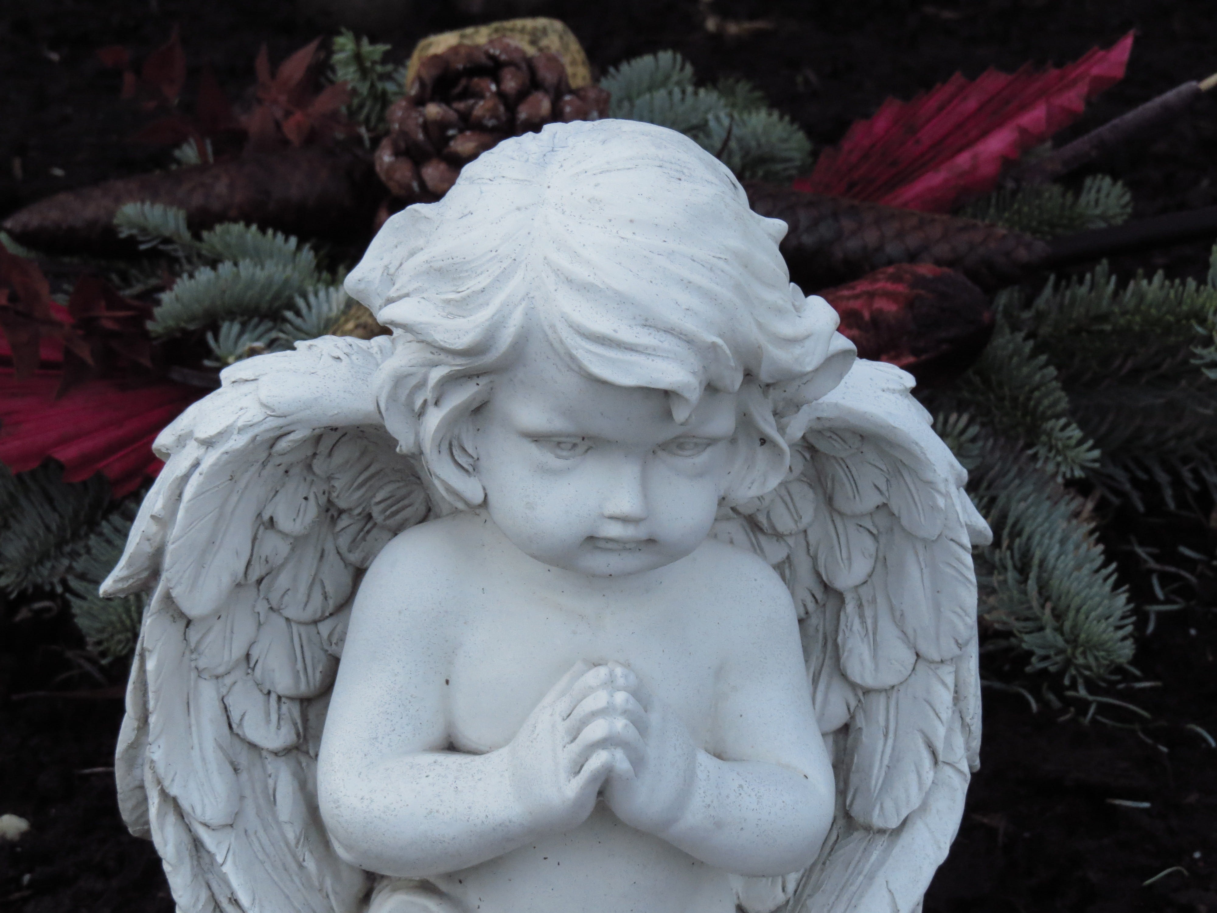 craft, religion, cemetery, focus on foreground, close-up, nature, angel, memorial, male likeness, day, representation, creativity, stone material, white color, HD Wallpaper