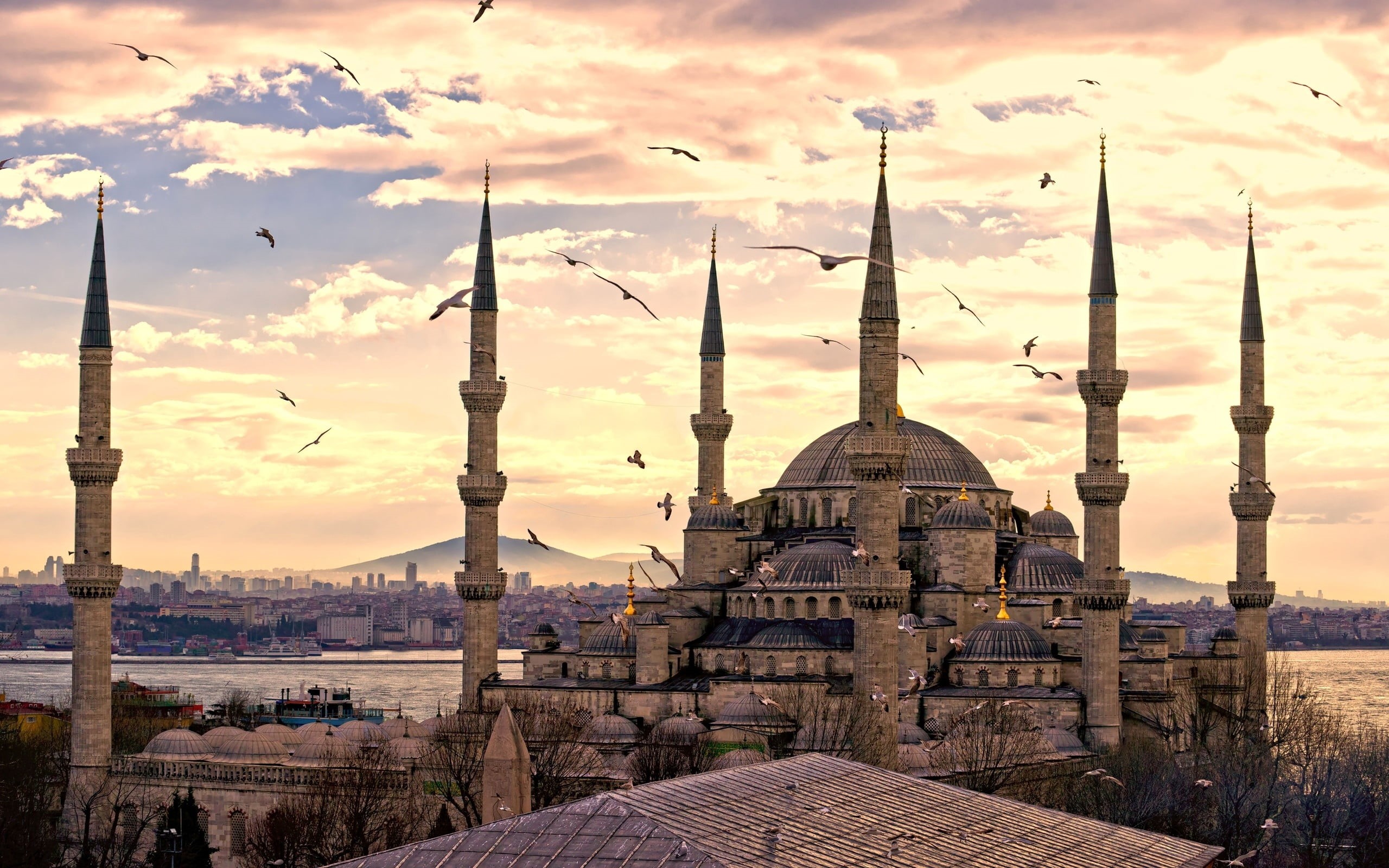 yeni Cami Mosque, minaret, arabic Style, 2K, place of worship, blue Mosque, islam, outdoors, dusk, nature, old, travel Destinations, instanbul, famous Place, HD Wallpaper