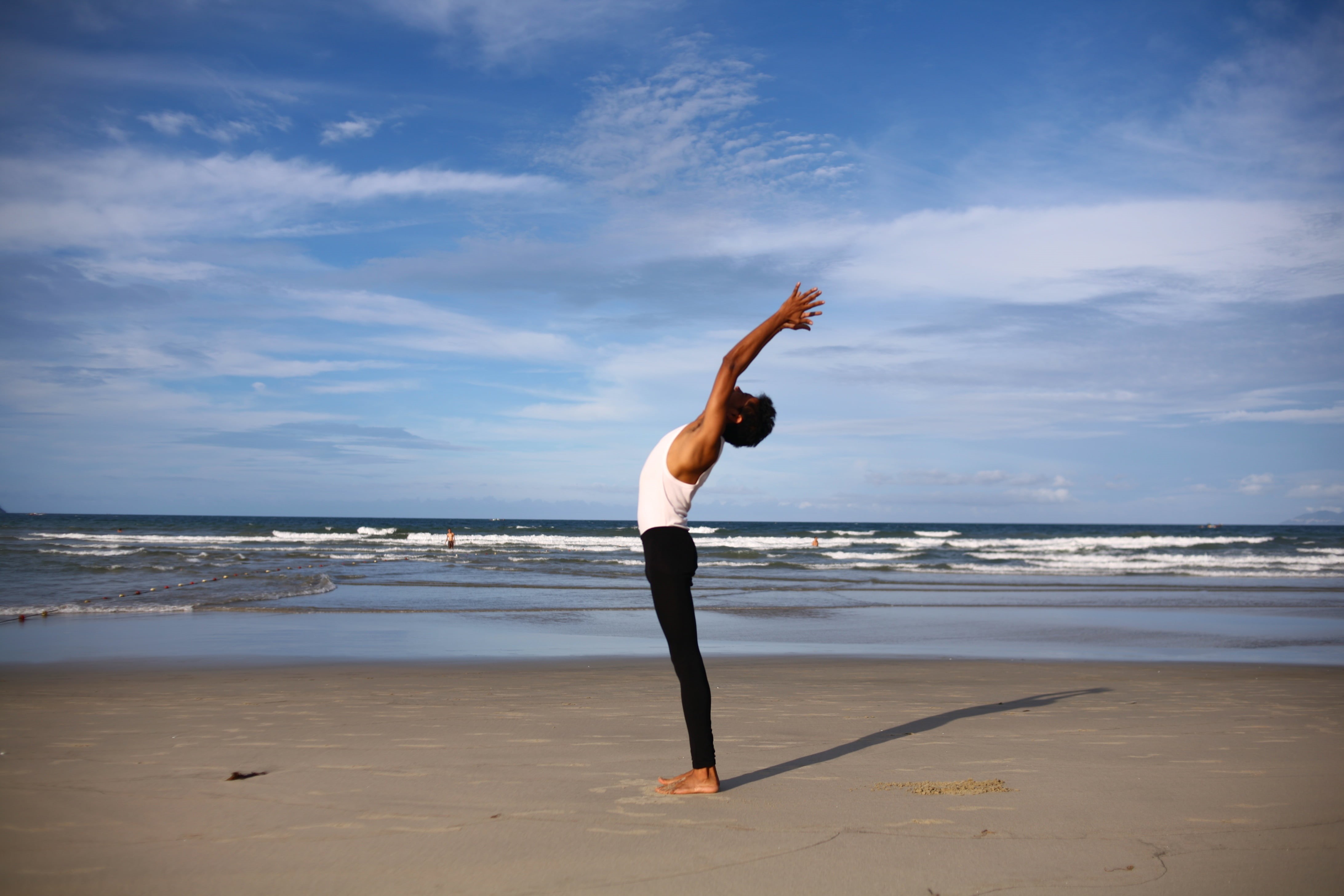 spiritual, health, exercising, wellbeing, wellness, black, asian, zen, meditating, energy, horizon, arms raised, white, relaxation, beauty in nature, top, HD Wallpaper