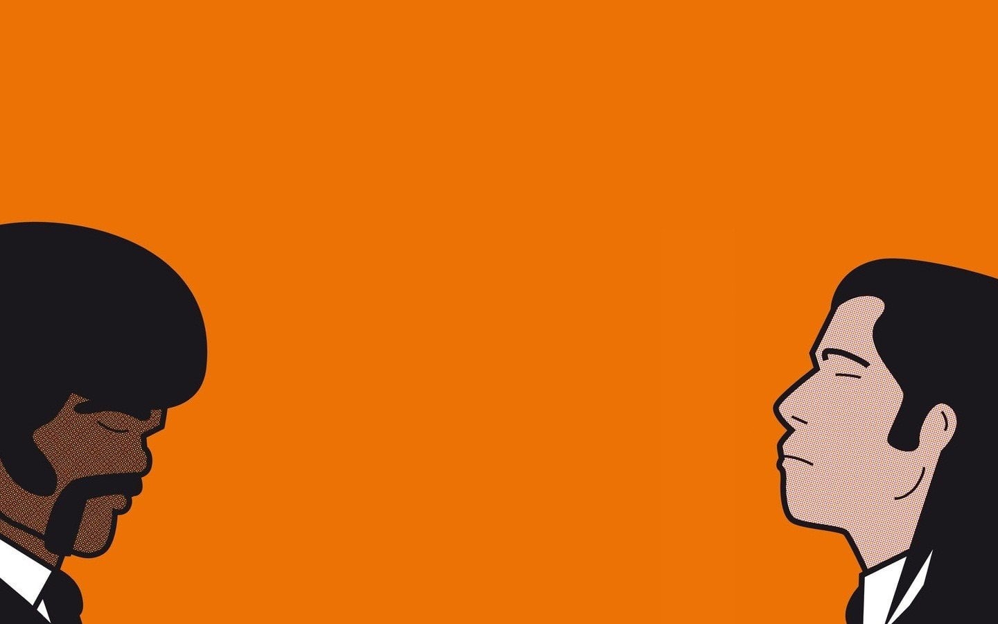 emotion, Pulp Fiction, simple background, men, colored background, body part, human face, human body part, side view, orange background, orange color, headshot, HD Wallpaper