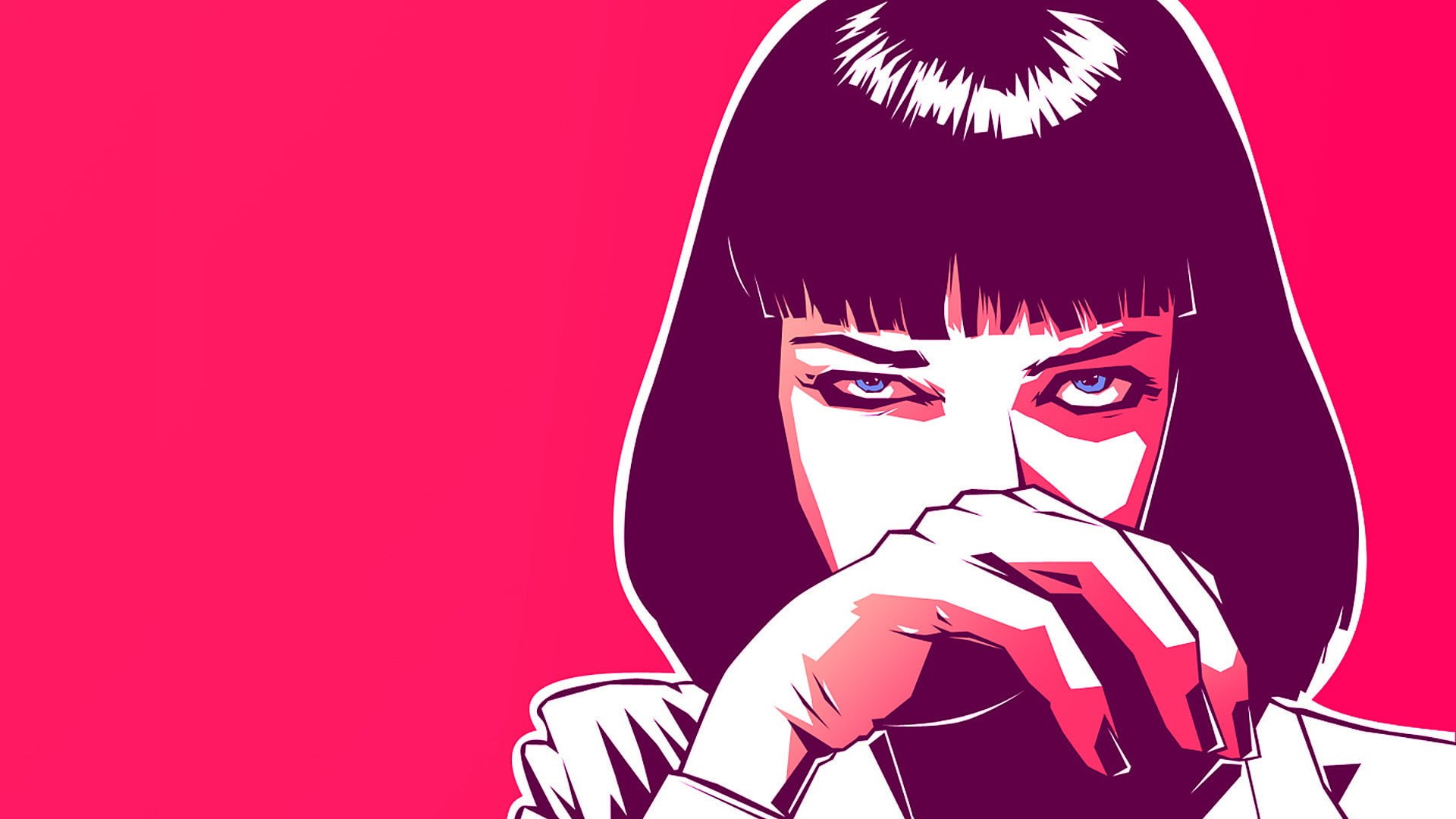 women, cartoon, females, lifestyles, Movies, young adult, body part, 1080P, hood - clothing, character, Pulp Fiction, human body part, headshot, looking at camera, HD Wallpaper
