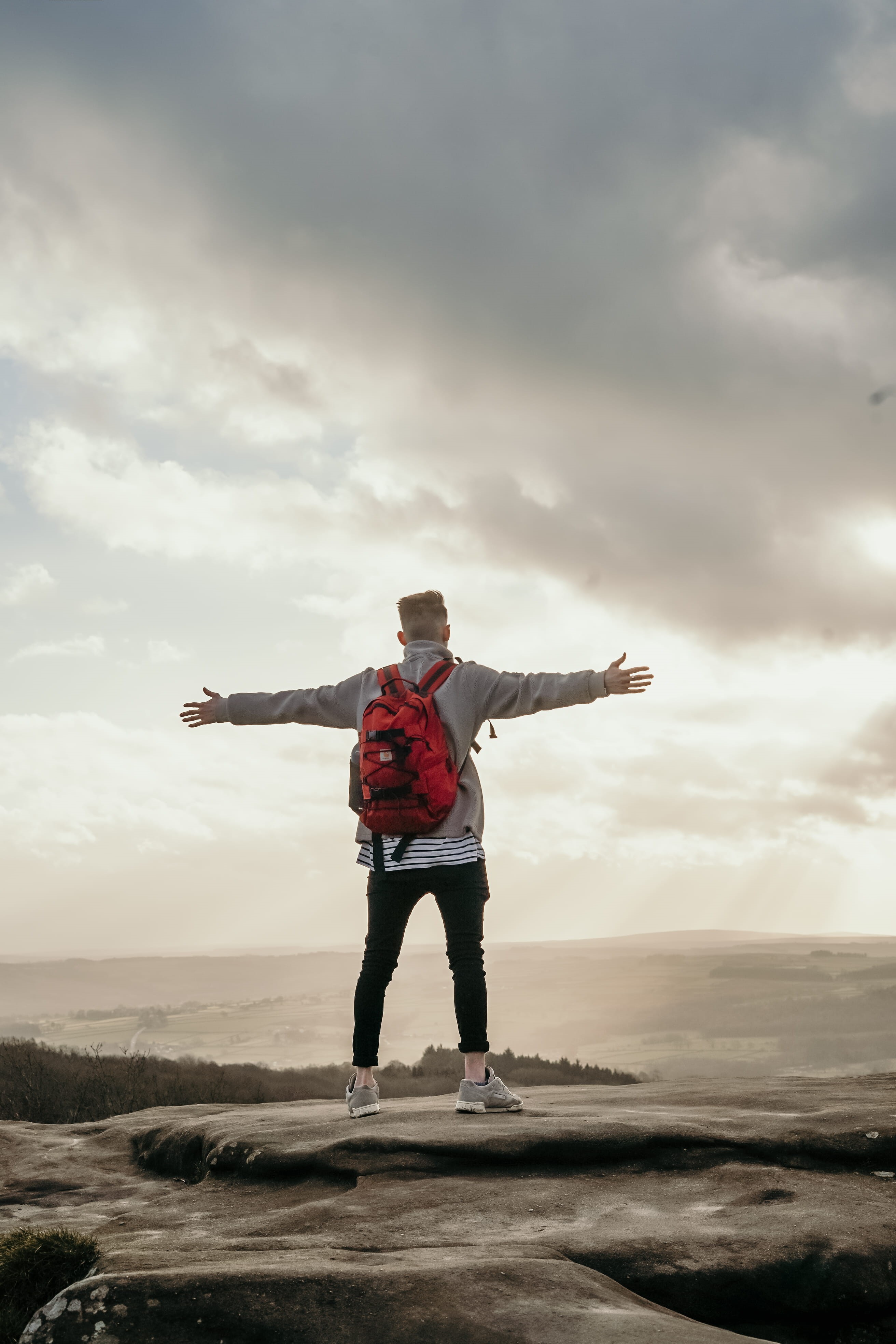 clothing, human, limb, photo, soil, freedom, leisure activities, sky, human arm, top, photography, casual clothing, 4K, arms outstretched, full length, Phone HD Wallpaper