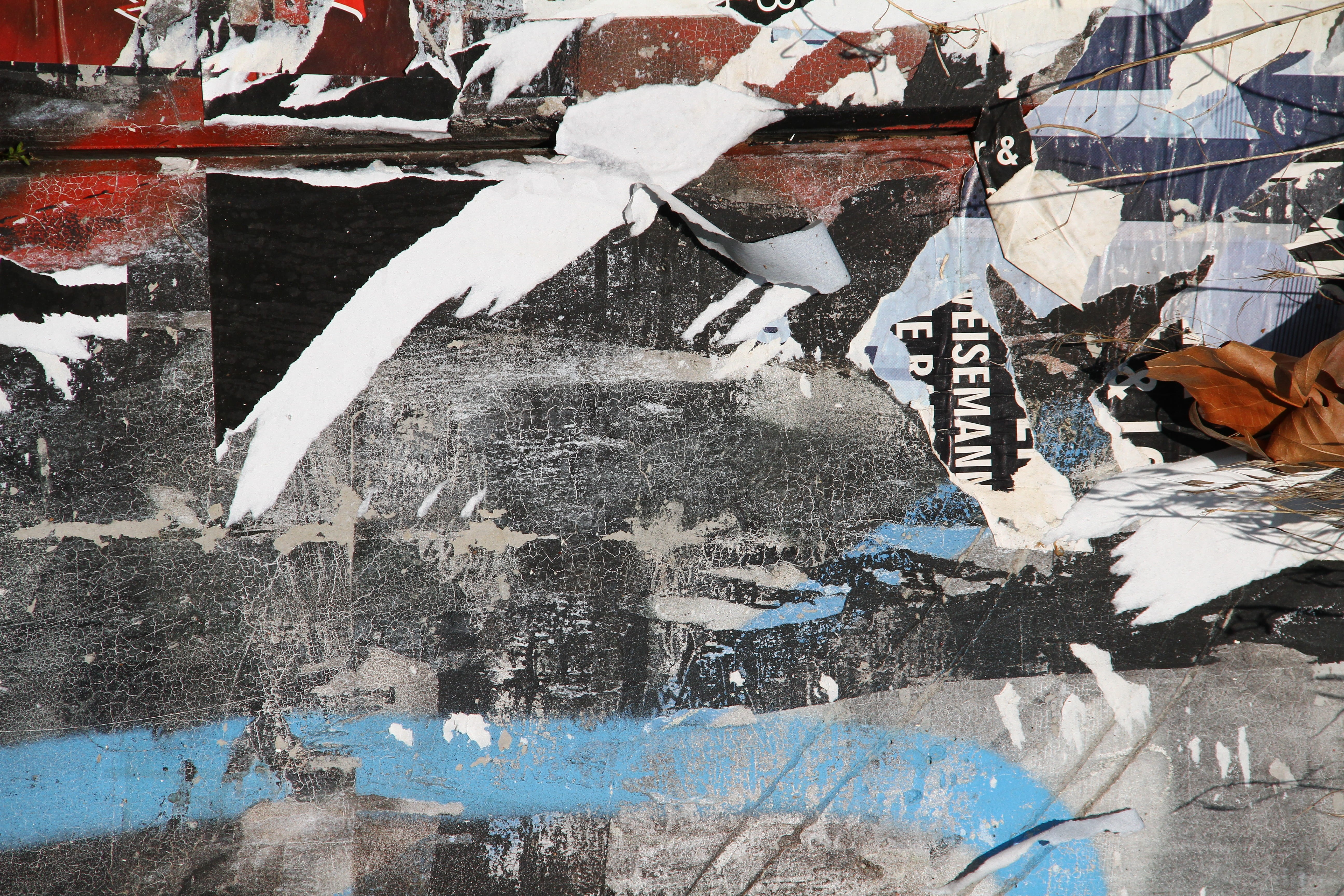 illustration, gray, advert, paper, blue, old, 5K, damaged, black, ripped, wall - Building Feature, vandalism, wall, red, torn, graffiti, textured Effect, HD Wallpaper