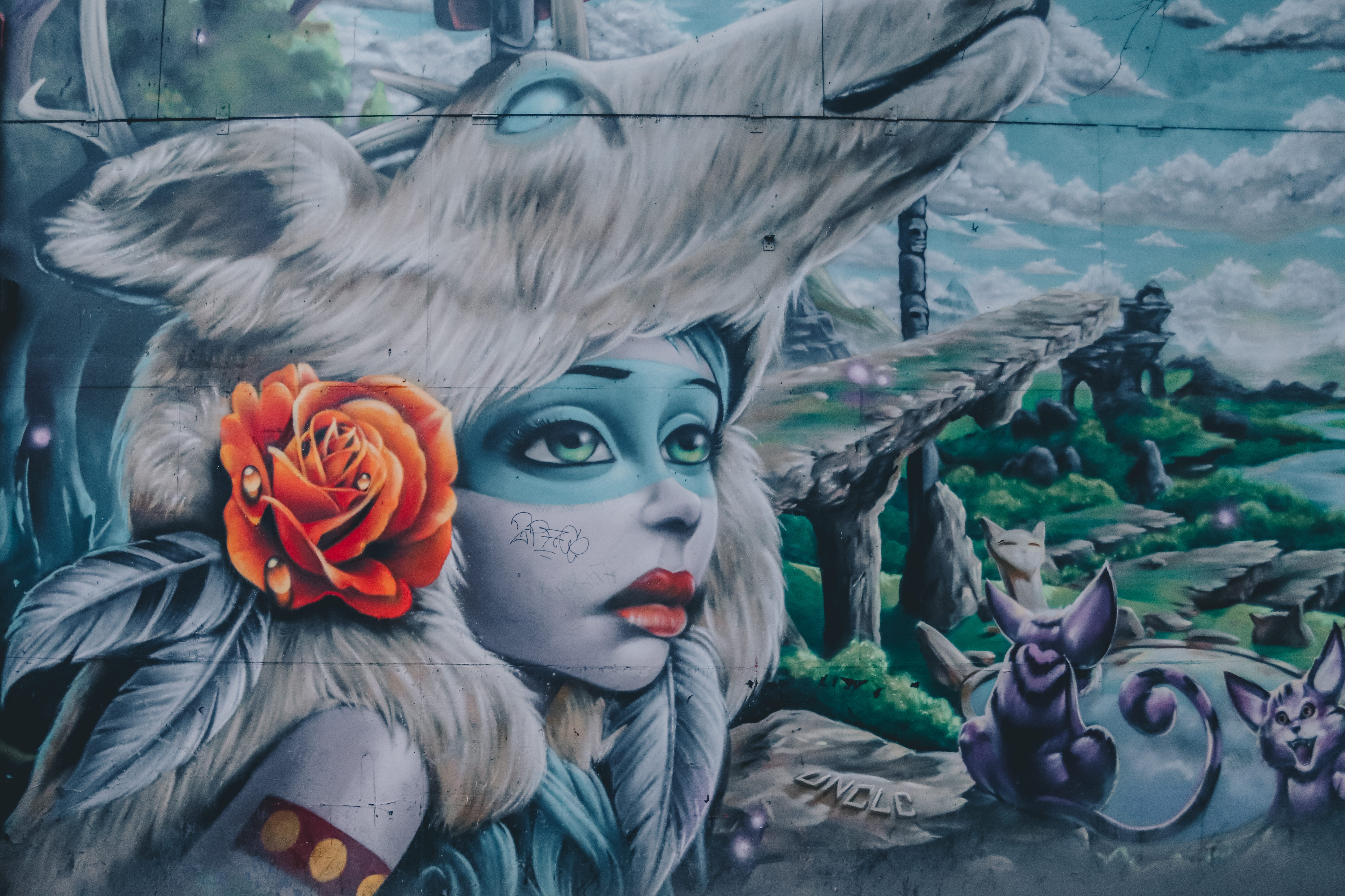 vandal, denmark, portrait, paint, female likeness, vandalism, disguise, flowering plant, design, draw, human representation, plant, graffiti, outdoors, HD Wallpaper