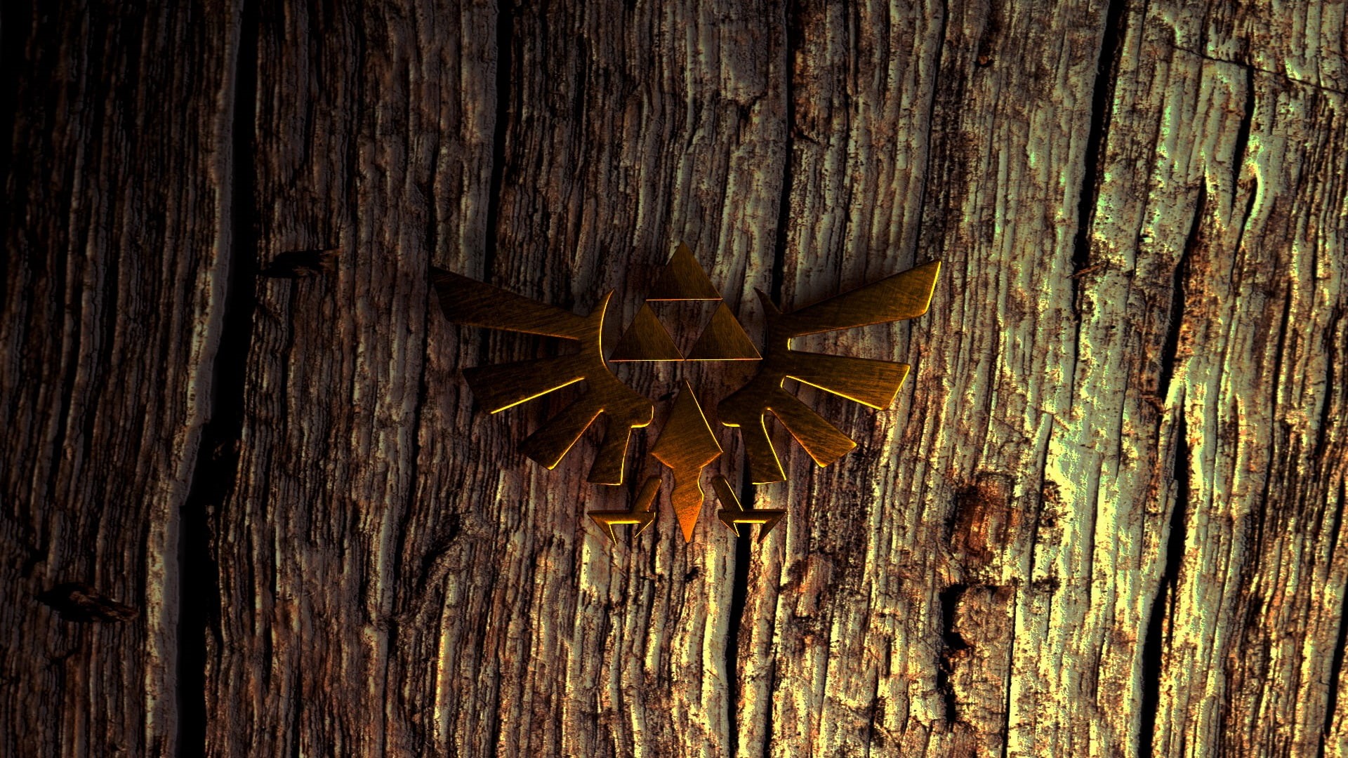 wood - material, pattern, backgrounds, textured, day, rough, natural pattern, 1080P, plank, invertebrate, no people, Triforce, nature, outdoors, The Legend of Zelda, HD Wallpaper