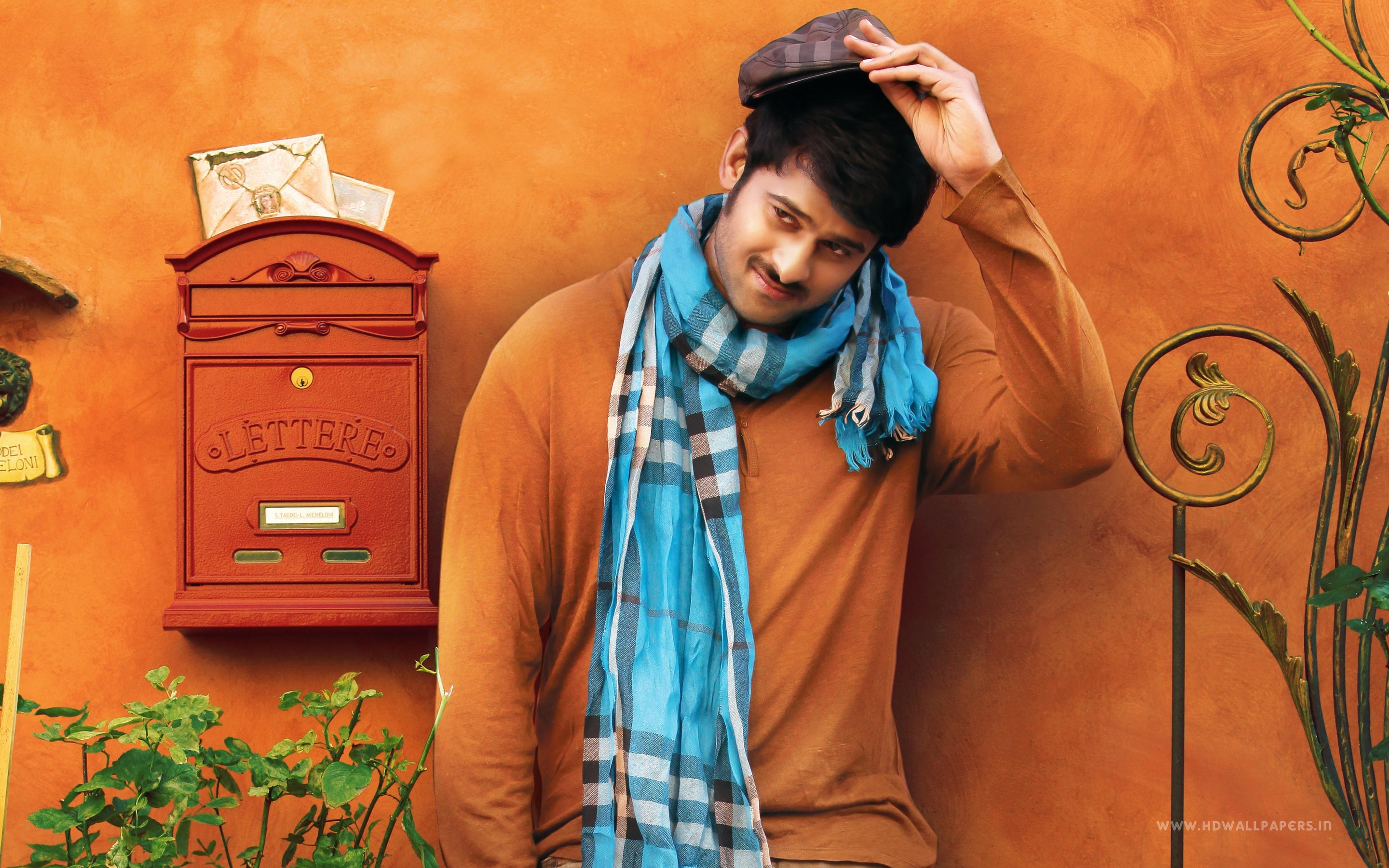 prabhas, checked, scarf, 2K, men, blue, black, s, HD Wallpaper