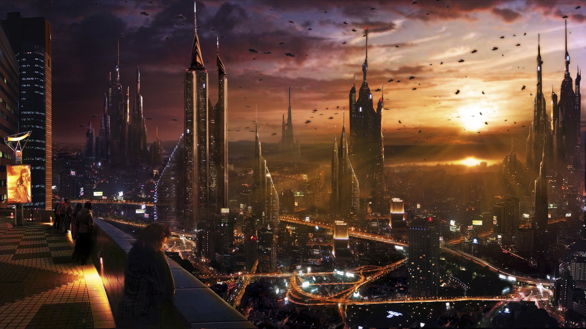 art, future, megapolis, the city, 1080P, HD Wallpaper