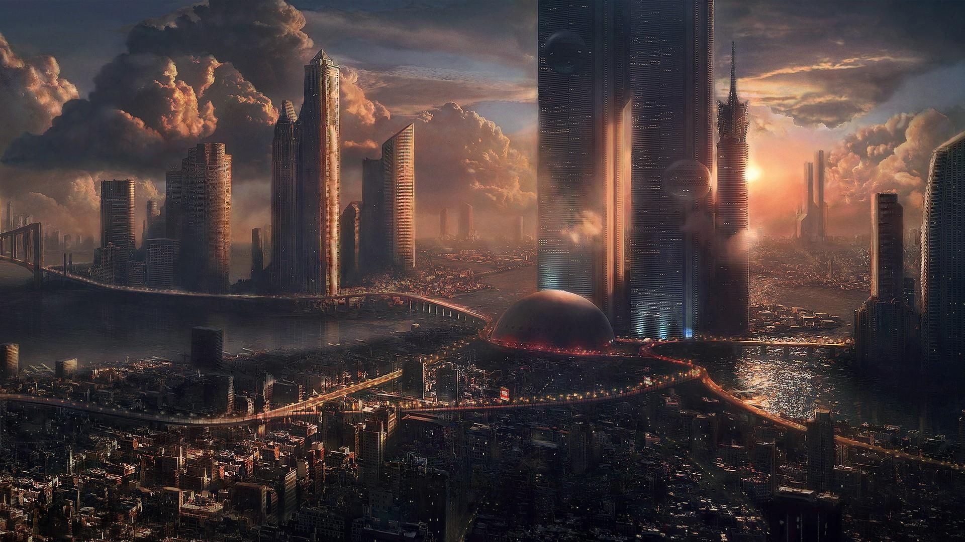 fantasy, 1080P, world, future, city, HD Wallpaper