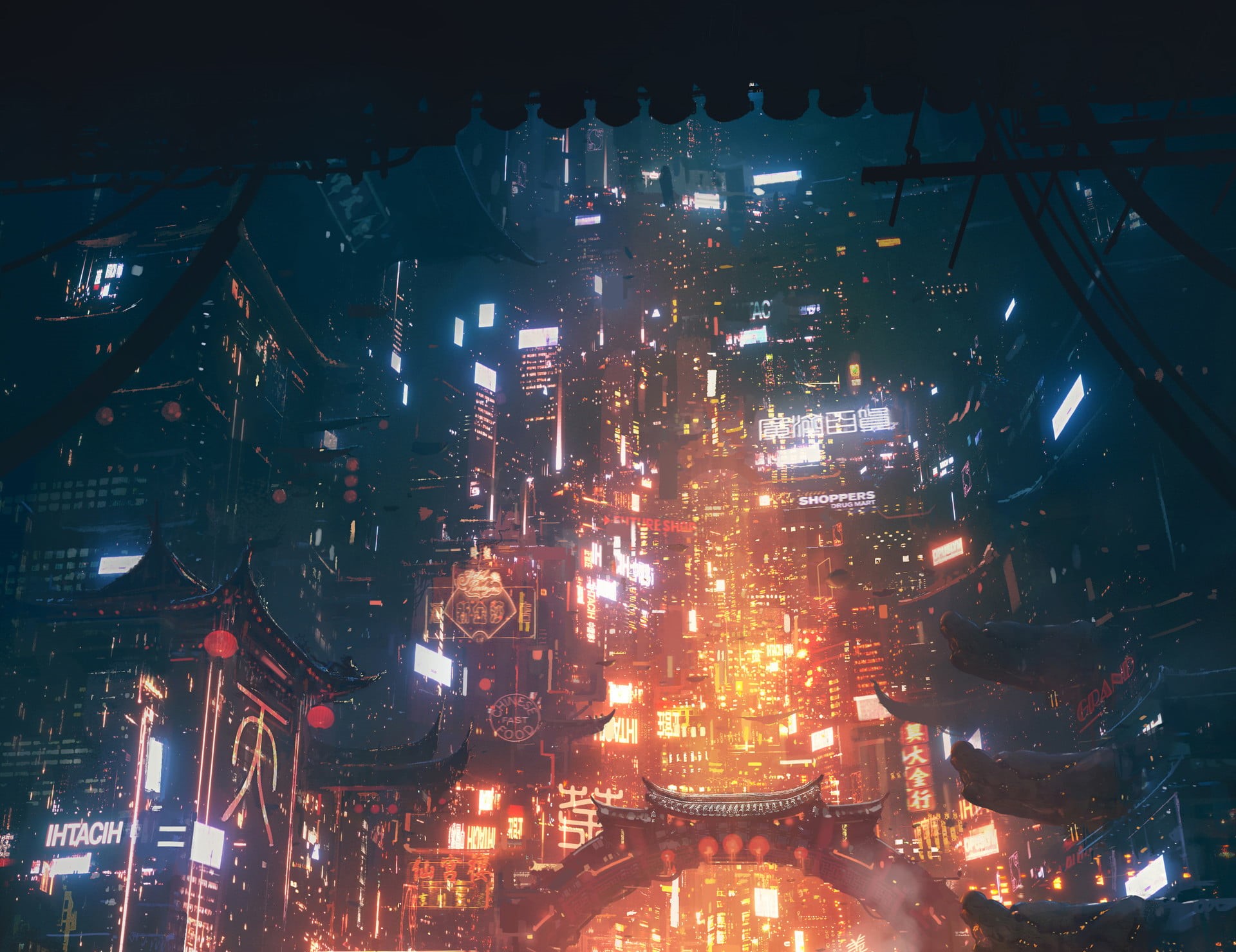 1080P, cyberpunk, city, HD Wallpaper