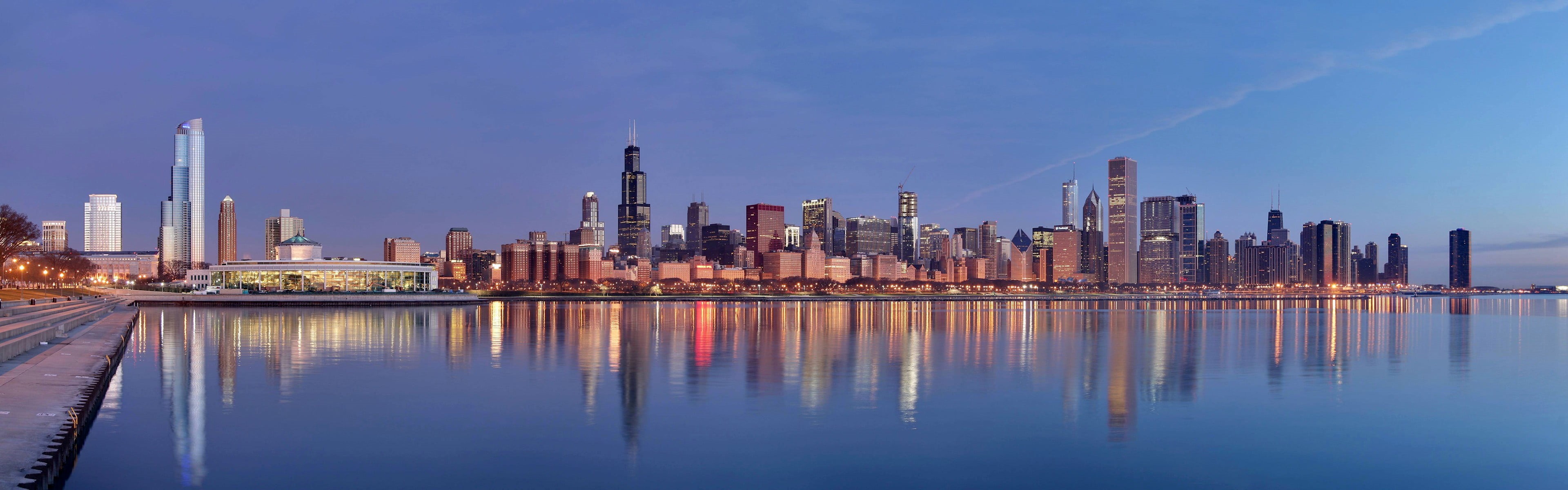 4K, building exterior, nature, built structure, architecture, residential district, downtown district, photo, office building exterior, tall - high, dual monitors, HD Wallpaper